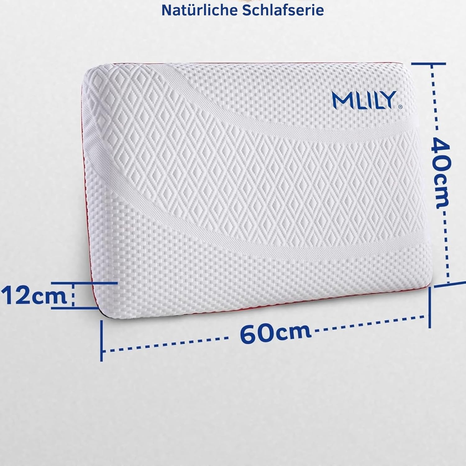 MLILY Pillow Air Memory Nackenkissen, Memory Foam Nackenstützkissen, 60 x 40 x 12 cm, orthopädisches Kissen mit waschbarem Bezug – Bild 6