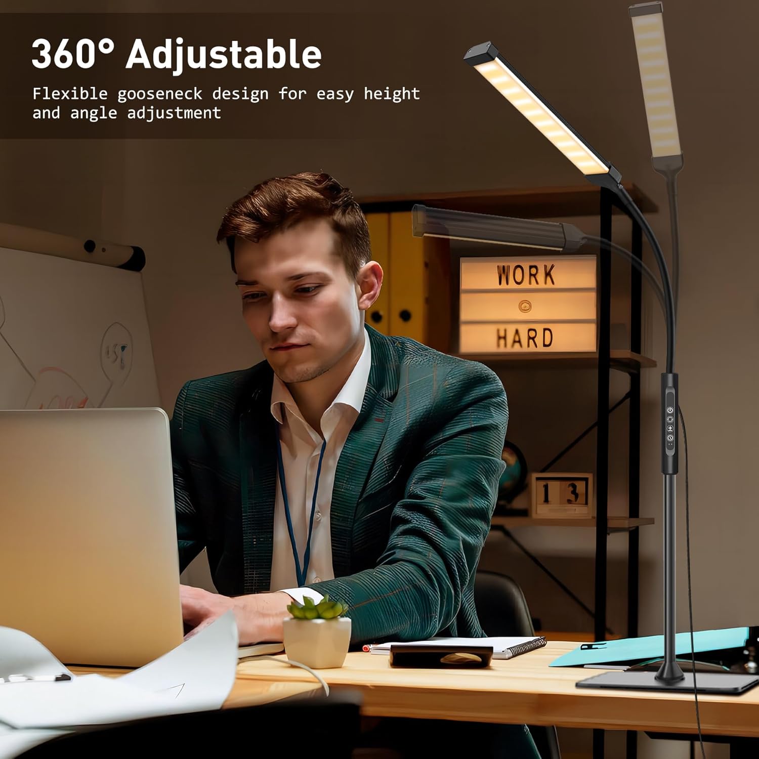 Mojimdo 120 LED Stehlampe, helle Stehlampen für Wohnzimmer, 3 Farbmodi & 10 Helligkeiten, 3000K-6000K Standlicht, Schwanenhals-Leselampe mit Touch-Steuerung für Schlafzimmer, Büro – Bild 3
