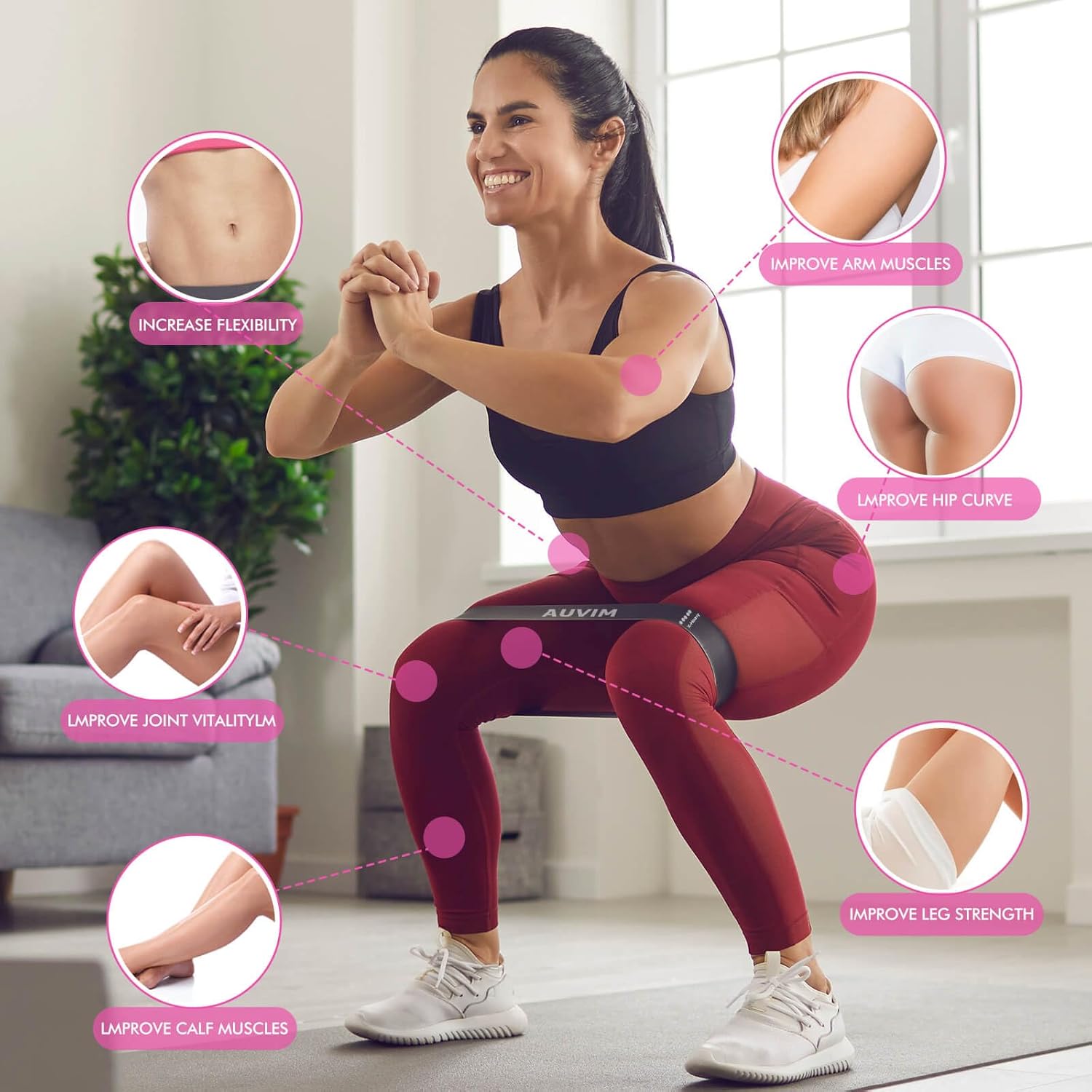 Fitnessbänder (5er-Set) Widerstandsbänder-Set für Damen und Herren, 100 % Latex-Fitnessband-Widerstand mit 5 Bandstufen für Fitness zu Hause, Stretching, Krafttraining, Physiotherapie, Yoga – Bild 5