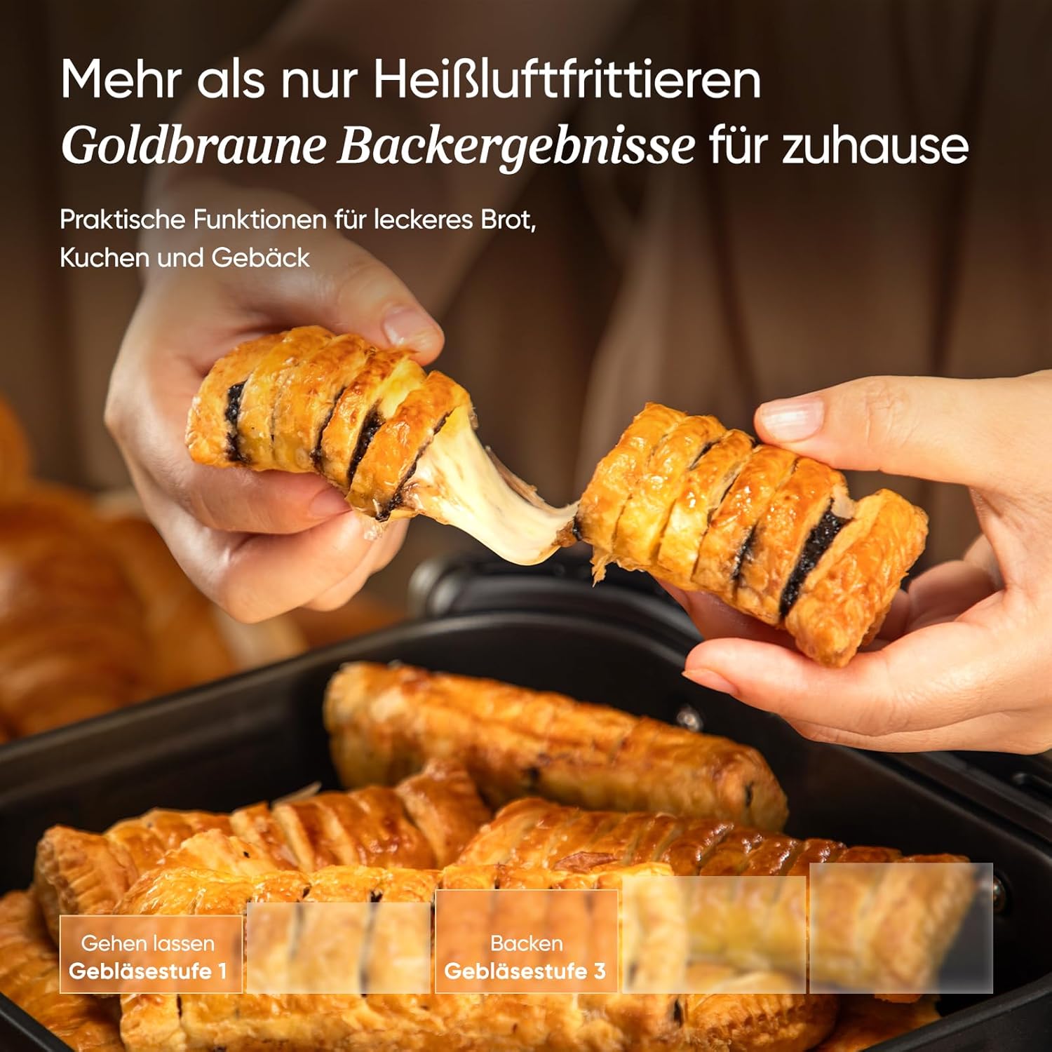 Cosori TurboBlaze Airfryer, 9-in-1-Luftfritteuse XXL 6L, leiser Gleichstrommotor mit 5 Lüftergeschwindigkeiten, Braten, Grillen, Backen, Garen, Dörren, Tiefkühlen, 87 Rezepte, 64 % Energieeinsparung, 95 % weniger Öl, gleichmäßige und knusprige Ergebnisse – Bild 4
