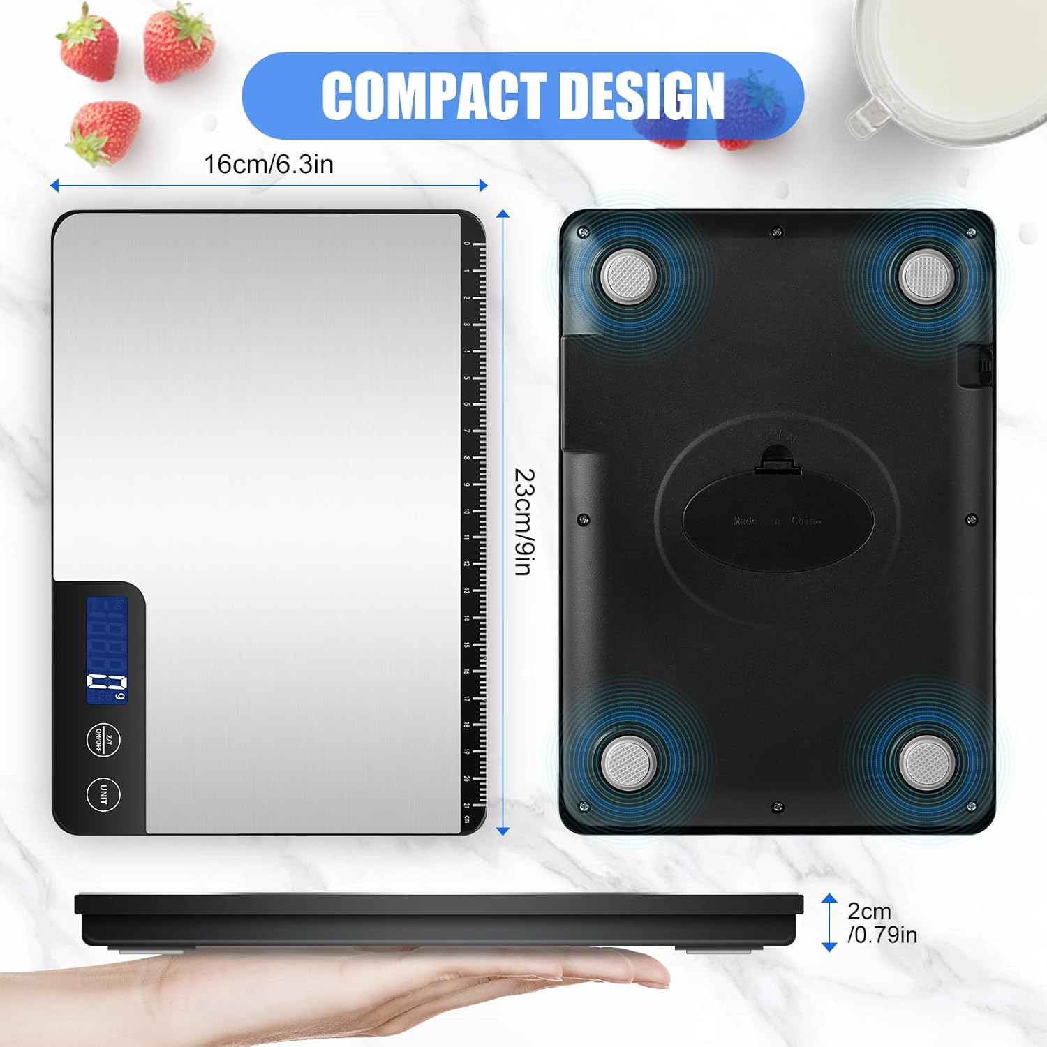 Große digitale Küchenwaage 15 kg, präzise Lebensmittelwaage mit 1 g Genauigkeit, individuelle automatische Abschaltung (3, 10 und 60 Minuten), LCD-Display, Gramm und Unzen, ideal für Zuhause, Kochen und Backen – Bild 9