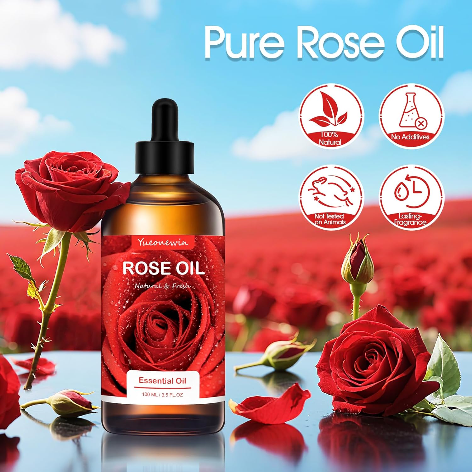 Rosenöl 100 ml, reine ätherische Rosenöle für Diffusor, Rosenöl, ätherisches Öl, Aromatherapie, Duftöl für Massage, Heimwerken, Seife, Kerzenherstellung, Badeentspannung, Geschenke für Frauen, Weihnachten – Bild 2