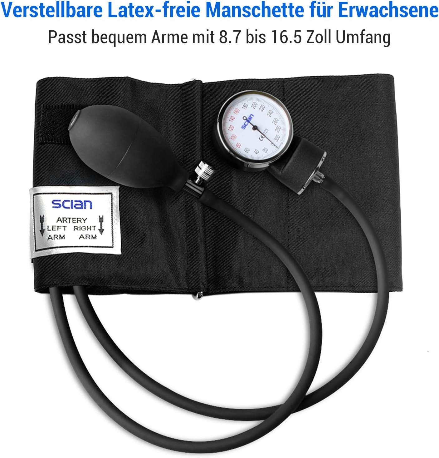 SCIAN Manuelles Blutdruckmessgerät mit Stethoskop – Aneroid-Blutdruckmessgerät zur Messung am Oberarm, medizinische Versorgung mit Tragetasche für Krankenschwester, Arzt, ältere Erwachsene (schwarz) – Bild 4