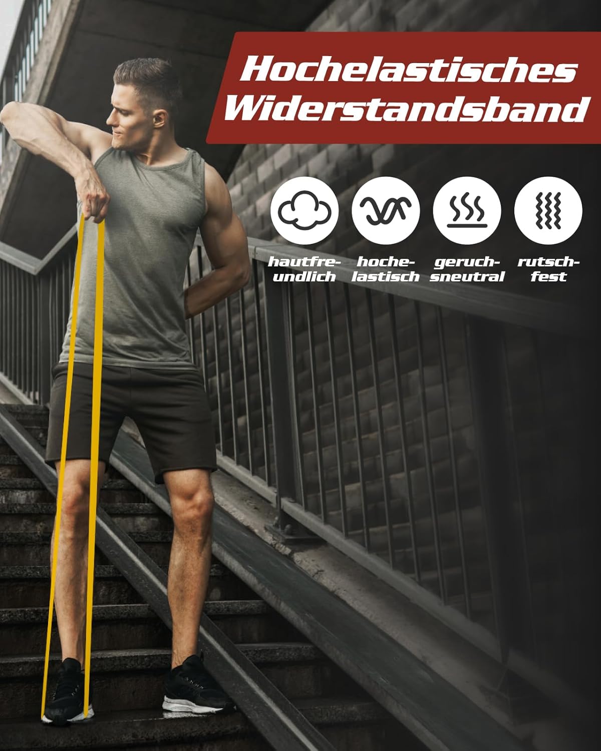 Fitense Widerstandsbänder, Widerstandsbänder Set, Widerstandsband Fitnessbänder mit Türanker, Fitnessband Set Trainingsbänder für Yoga, Pilates, Training, Physiotherapie, Klimmzughilfe, Kraft – Bild 6