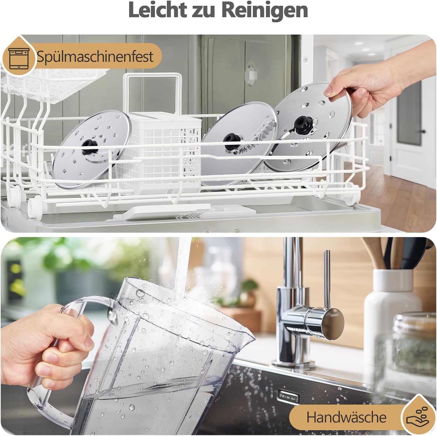 YASHE Multifunktions-Küchenmaschine, 11-in-1-Mixer, Mixer, Zerkleinerer, Entsafter und Teigmaschine mit 2,5-l-Schüssel und 1,5-l-Rührbehälter, 1300 W, 3 Geschwindigkeiten, Pulse-Funktion, Sicherheitsverriegelung – Bild 9