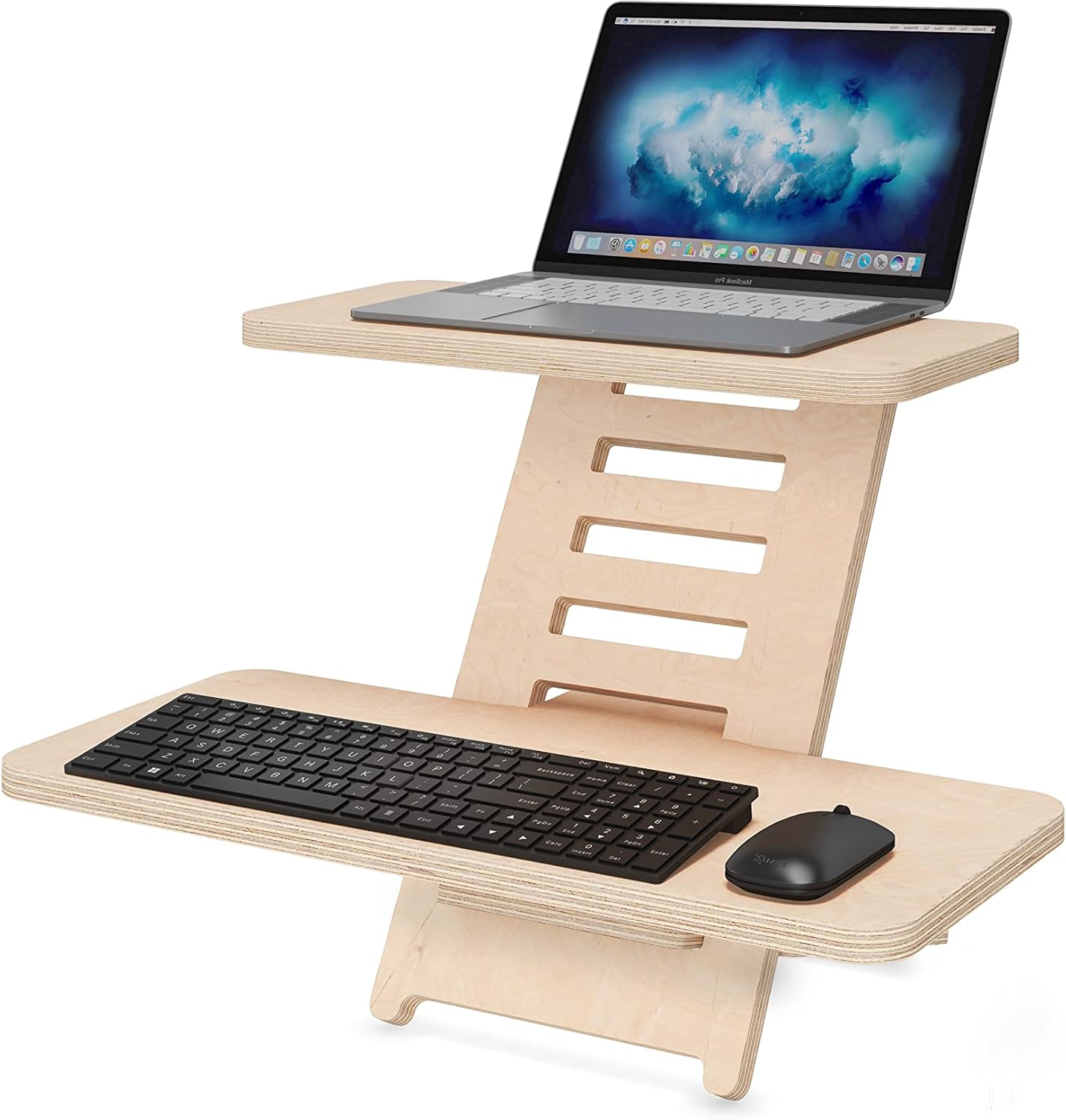 Stehpultaufsatz, Stehpulte, Holz, Laptopständer, Ständer, Stehtisch, Rednerpult, Schreibtischaufsatz, höhenverstellbar, Made in EU (Natur)
