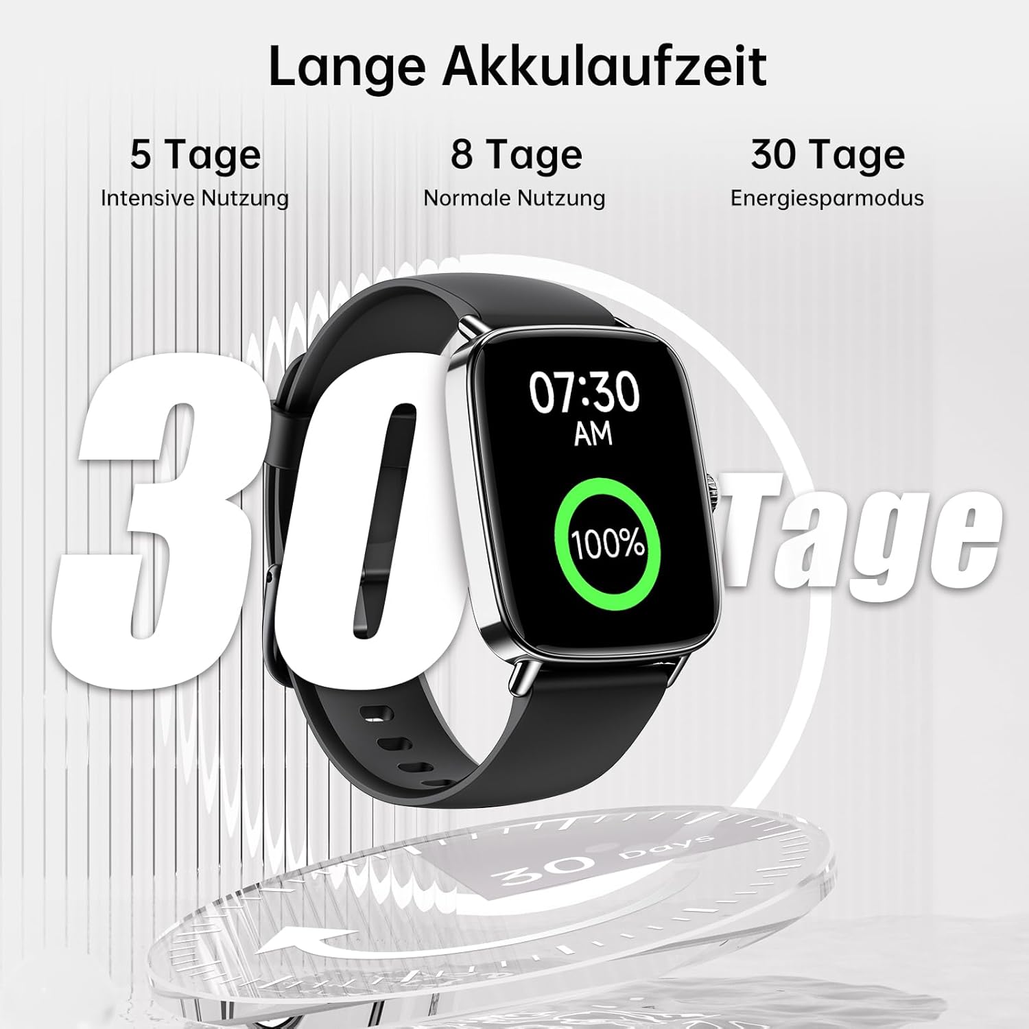 Smartwatch Herren Damen 1,85 Zoll Smartwatch mit Telefonfunktion, Fitnessuhr mit Herzfrequenzmesser, Schlafmonitor, SpO2, 110+ Sportmodi, Schrittzähleruhr, IP68 wasserdichte Sportuhr für Samsung/iPhone/Android – Bild 7