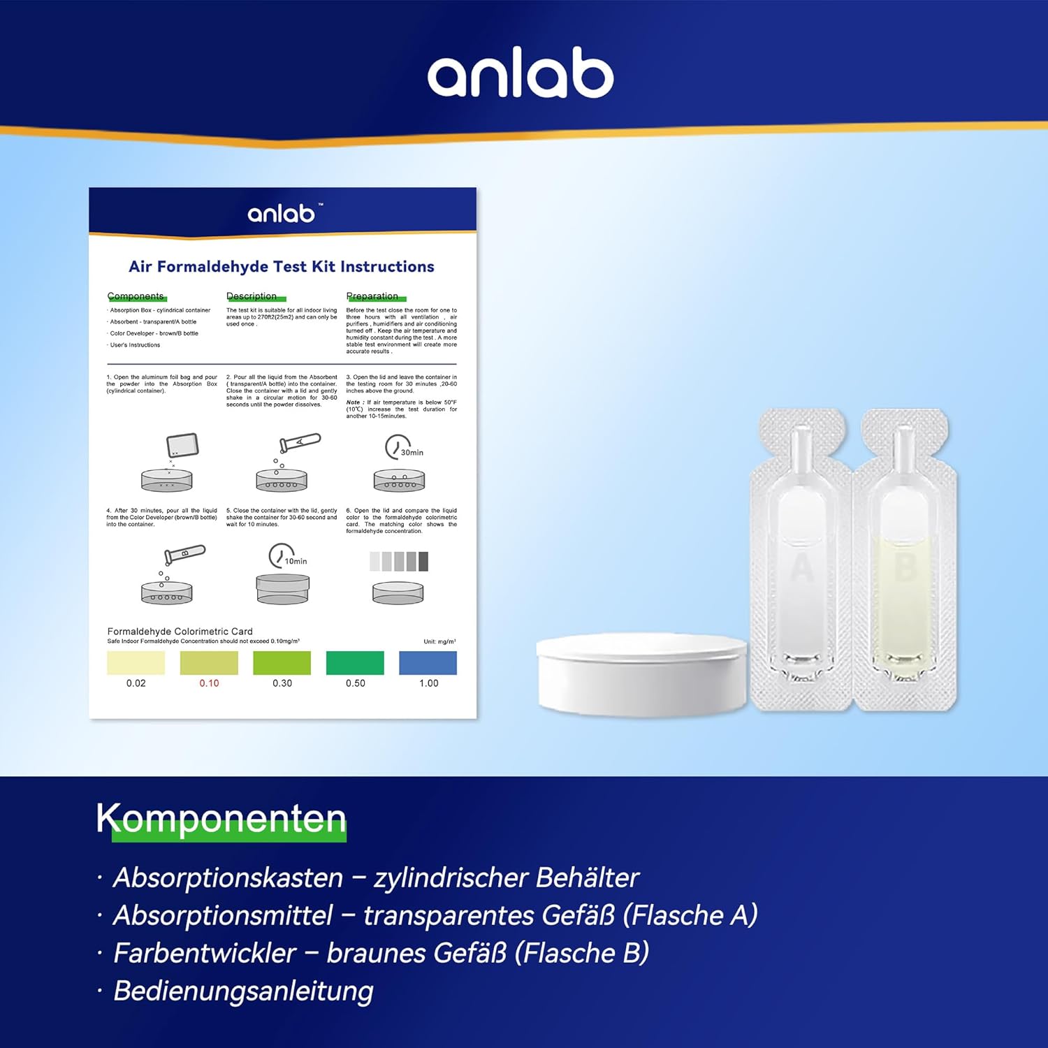 DIY-Testkit für Luftformaldehyd (HCHO) – zur Prüfung der Luftqualität, Detektor für Zuhause, Wohngebäude, Unternehmen, Hotels, Krankenhäuser, Schulen, Möbel, Autos (5er-Pack) – Bild 4