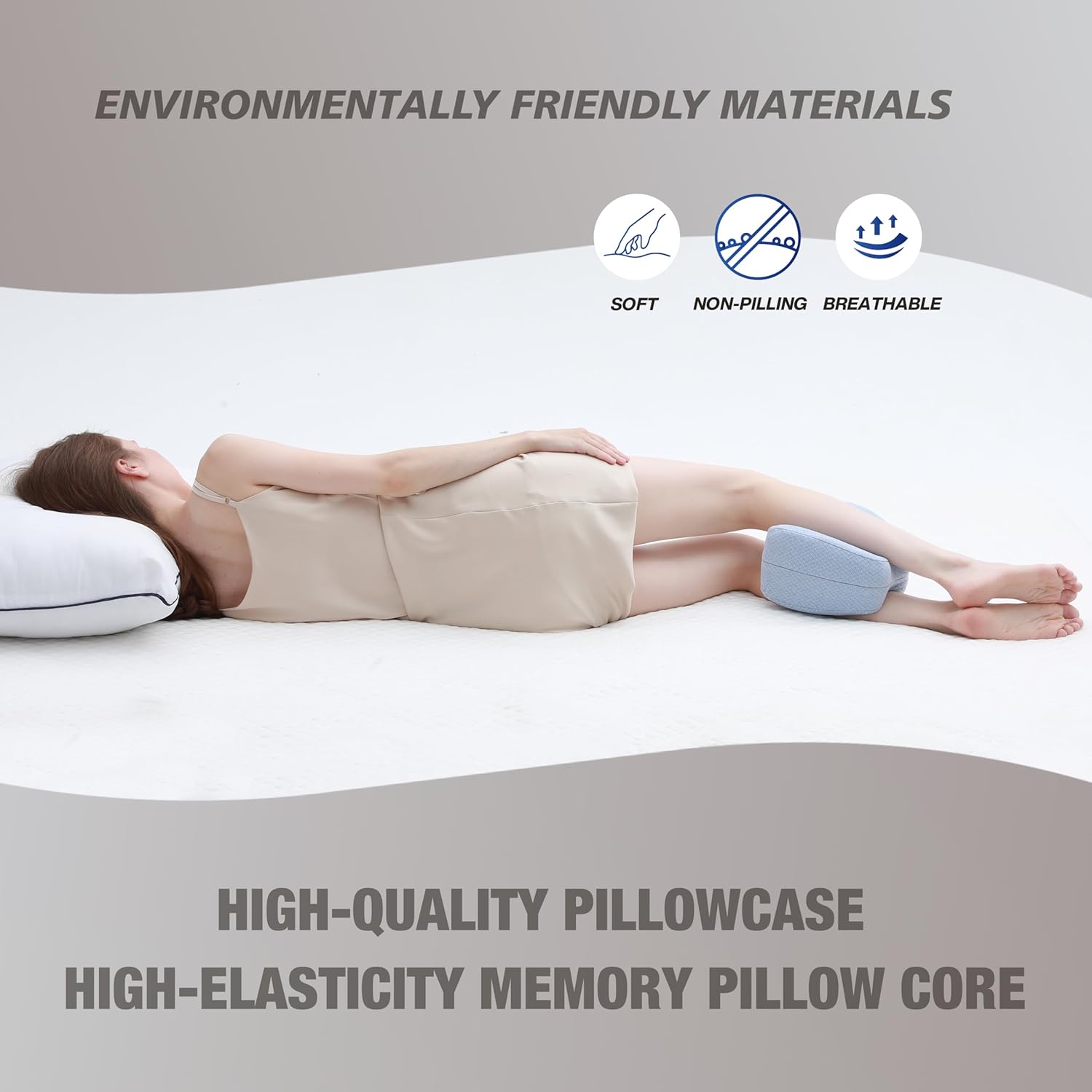 WORKKOOL Ergonomisches Kniekissen gegen Schmerzen – Orthopädisches Beinkissen für Beine, Hüfte & Rücken – abnehmbarer, waschbarer Bezug (blau) – Bild 3