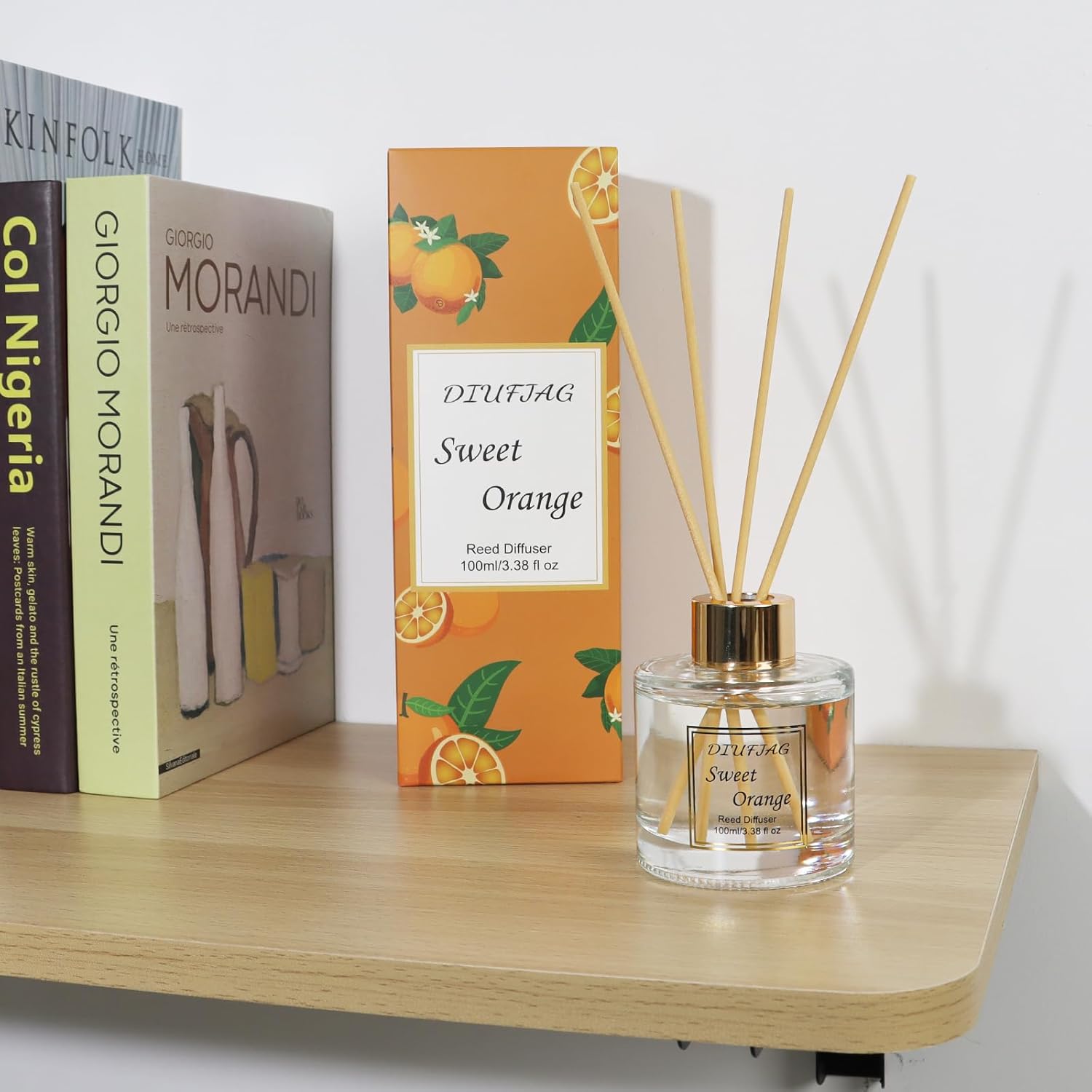 Raumduft-Diffusor mit 6 Duftstäbchen, 100 ml, Orange, Zitrus-Aromatherapie-Diffusor, natürlich, langlebig, Raumduft, Schilfrohr-Diffusor, Lufterfrischer für Schlafzimmer, Büro, Badezimmer, Regaldekoration – Bild 3