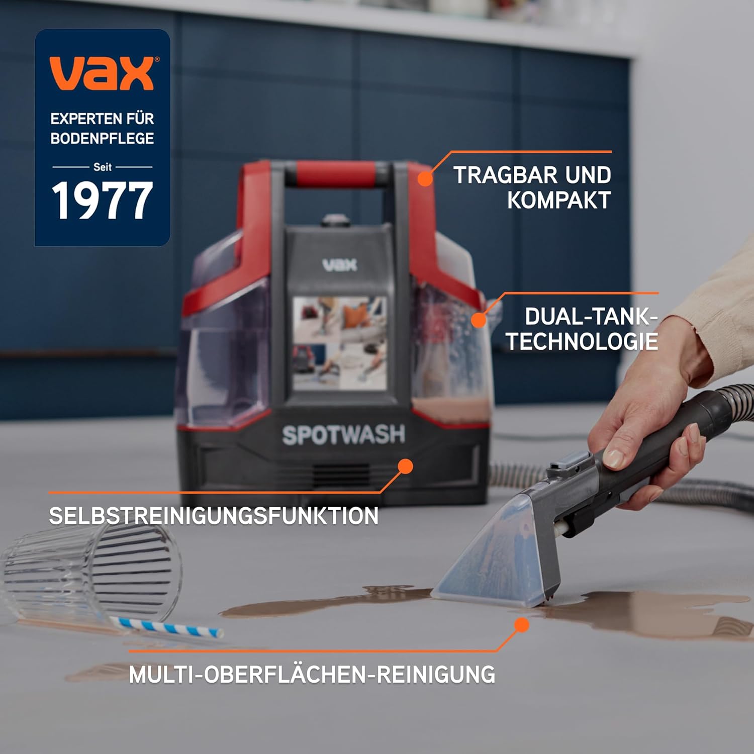 Vax SpotWash Fleckenreiniger – Teppich- und Polsterreinigungsgerät mit starker Saugkraft, schnell trocknend, ideal für die tägliche Tiefenreinigung von Treppen, Sofas, Autos und Hartböden – Bild 2