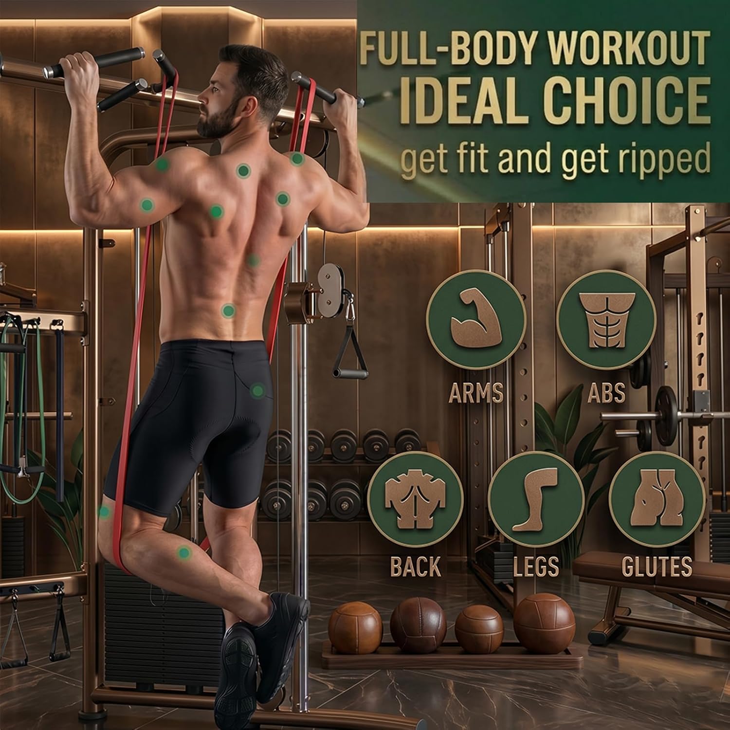 Fitnessbänder, Widerstandsbänder Set, Widerstandsbänder Fitnessband mit Türanker, Schutzpolster und 2 x Griffen, Übungsband für Krafttraining, Yoga, Pilates, Muskelaufbau – Bild 5