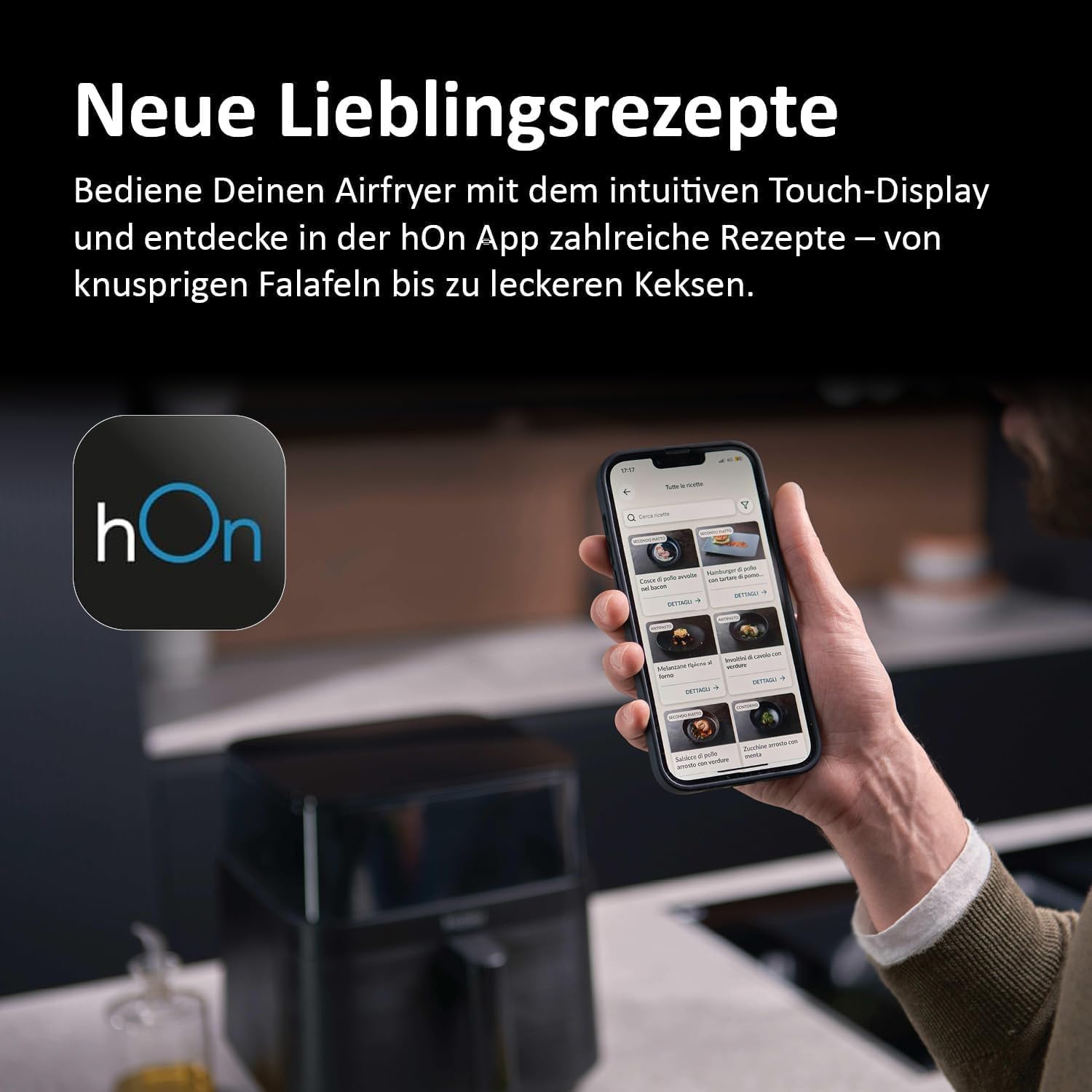 Haier Heißluftfritteuse 7 L mit 360°-Glassichtfenster für 6 Portionen I 8 Funktionen: Frittieren, Grillen, Braten, Backen, Dörren, Auftauen I Spülmaschinenfest – Bild 4