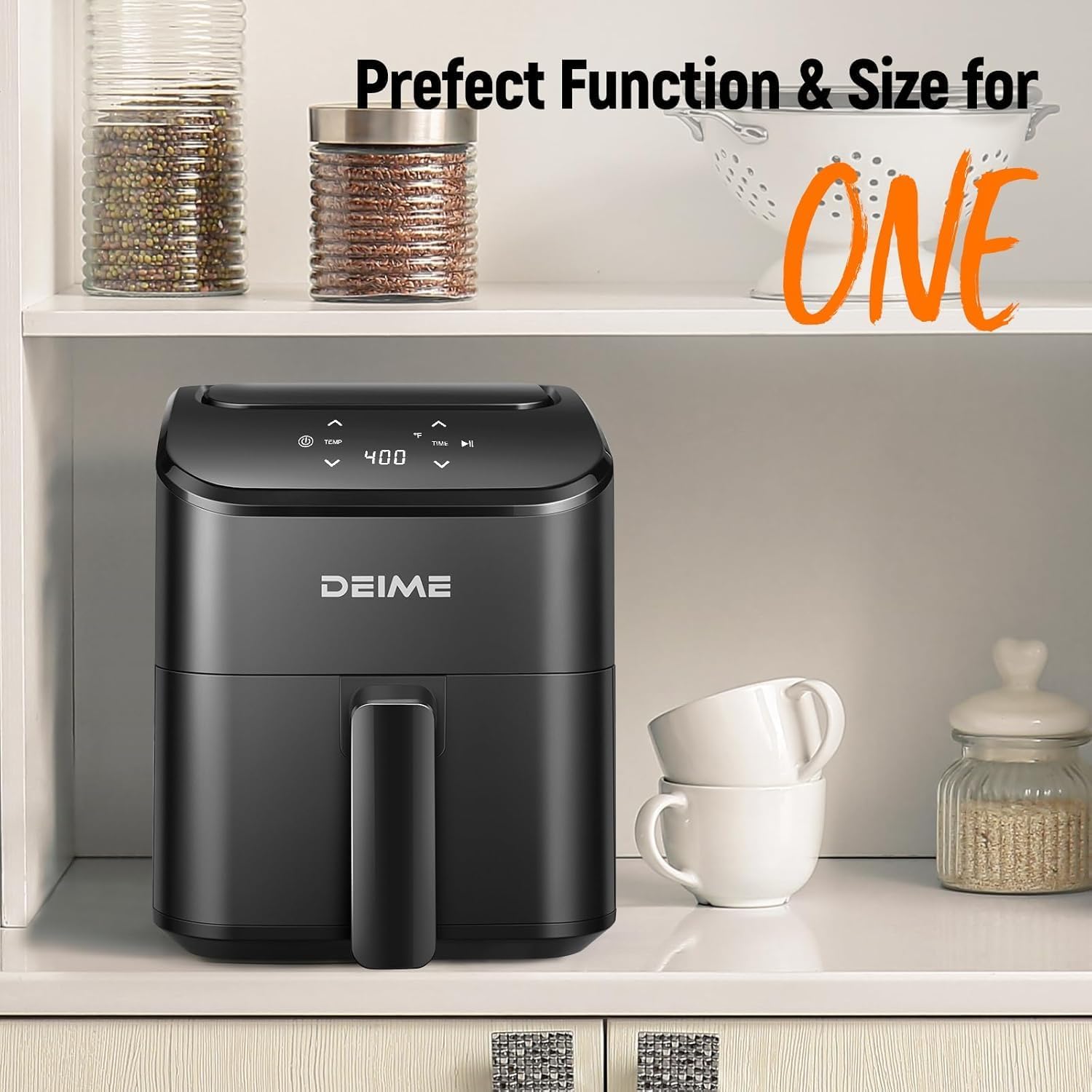 DEIME Heißluftfritteuse, 2,5 l, klein, digital, Airfryer, platzsparend, kompakt zum Backen, Aufwärmen, Braten für schnelle und einfache Mahlzeiten, Mini, kompakt und leise (schwarz) – Bild 5