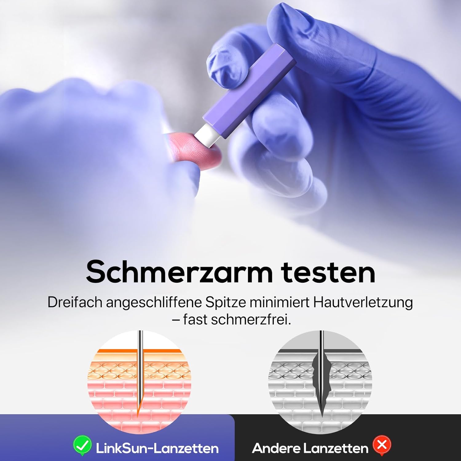 Blutzuckermessgerät & Ketonmessgerät-Set 2-in-1, M26-K Blutzuckermessgerät-Set mit 25 Blutzucker-Teststreifen, 10 Keton-Teststreifen, 35 Sicherheitslanzetten, Kontrolllösung, ohne Codierung – Bild 5
