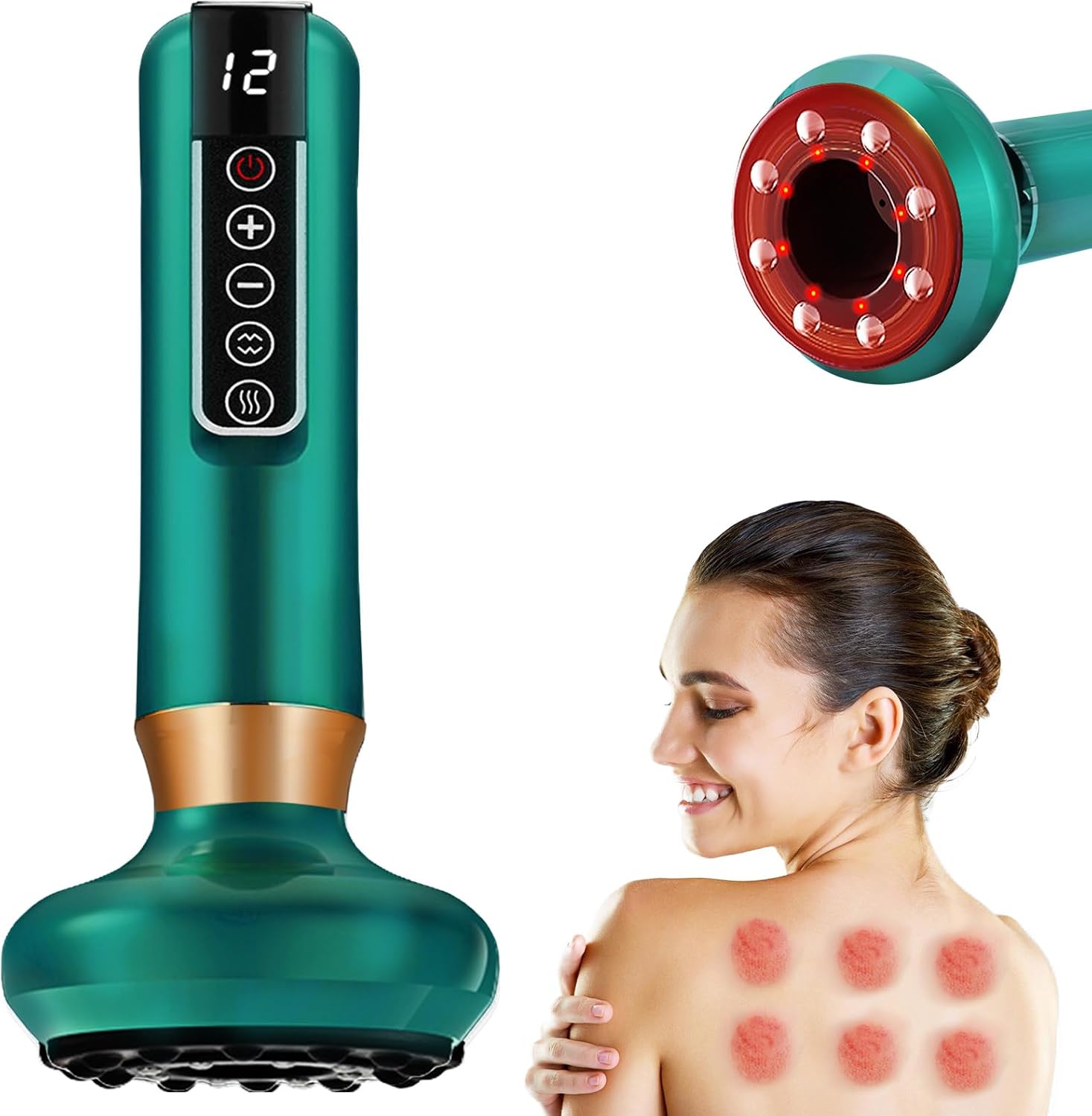Körpermassagegerät mit Vibration, elektrisches Massagegerät für Arme, Beine, Rücken und Bauch, tragbares Mini-Massagegerät für Zuhause und Reisen – Grün