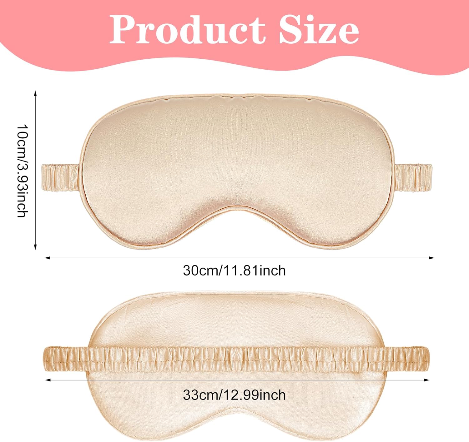 2er-Pack Schlafmasken aus Seide, Augenmaske für Frauen mit verstellbarem Riemen, lichtblockierende Schlafbrille für Reisen und Zuhause, ultraweich und atmungsaktiv (Rosa + Blau) – Bild 2