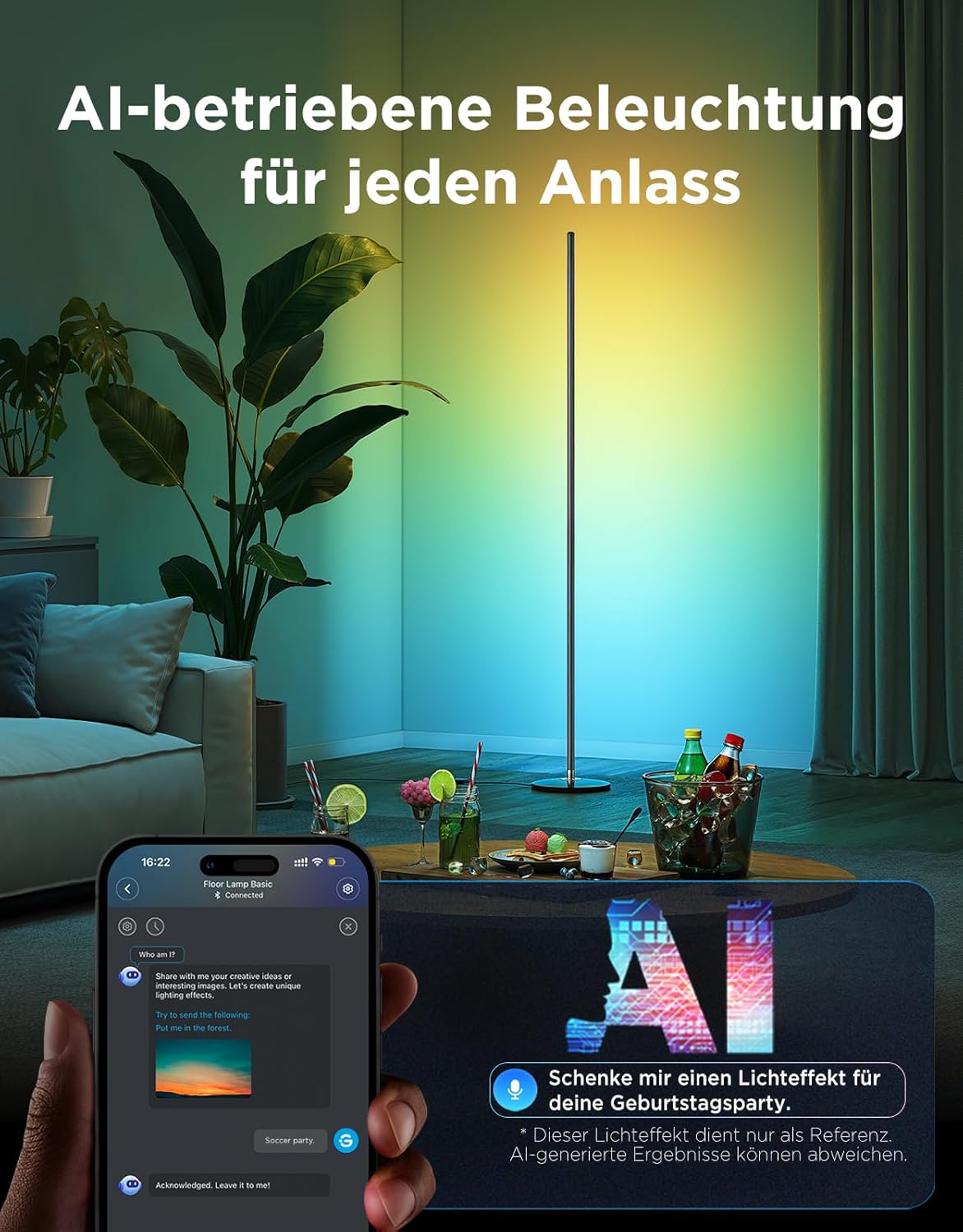 Govee RGBIC LED Stehlampe Wohnzimmer, WiFi Stehlampe, Dimmbar, Arbeiten mit Alexa und Matter, 16 Millionen Farben, 85 Szenenmodi, Musikmodi, DIY-Modus Stehlampe für Schlafzimmer Gaming, Schwarz – Bild 9