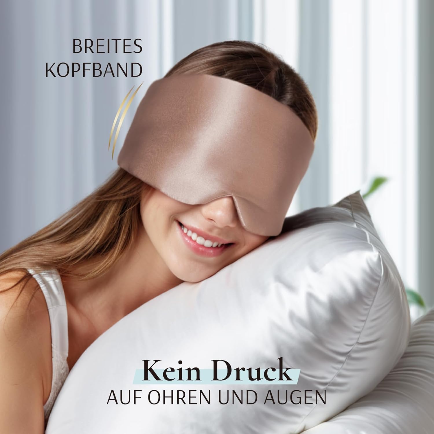 Zenssia Schlafmaske aus Seide für Damen und Herren, vergrößerte und verbreiterte Augenmaske mit verstellbarem Klettverschluss für tägliche Ruhe und kurze Pausen auf Reisen, Kamel – Bild 5