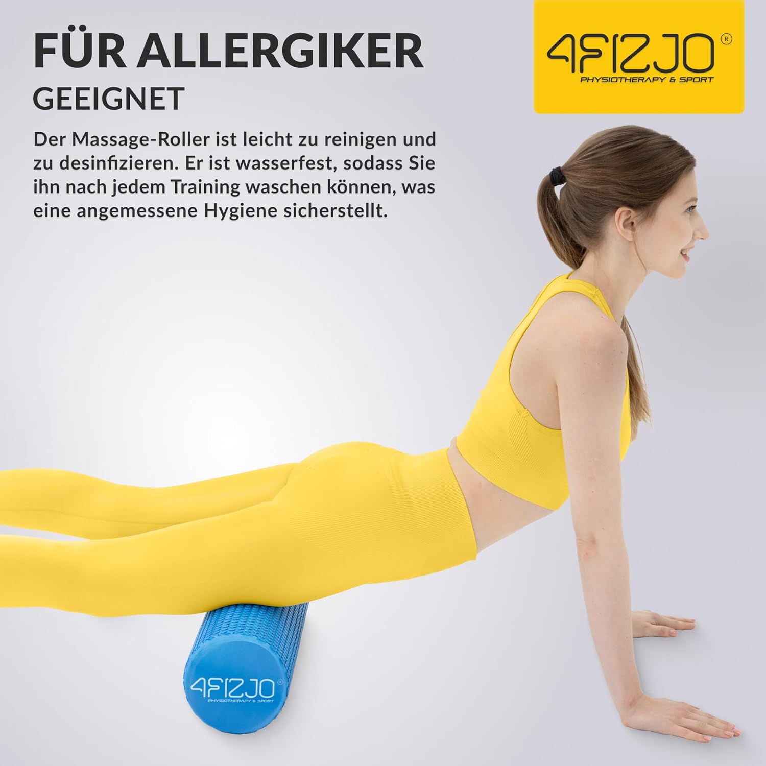 4FIZJO Faszienrolle mit Noppen aus EVA-Schaum, Durchmesser 15 cm, Länge 60 cm, Massagerolle, Rückenrolle, leicht, langlebig, mittlere Härte, Faszientraining, Massagetraining, blau – Bild 5