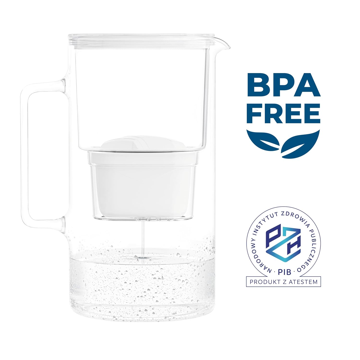 Wessper Wasserfilterkanne aus Glas, 3 l, kompatibel mit Brita Maxtra, inklusive 1 Wasserfilterkartusche, reduziert Kalk und Chlor, weiß – Bild 2