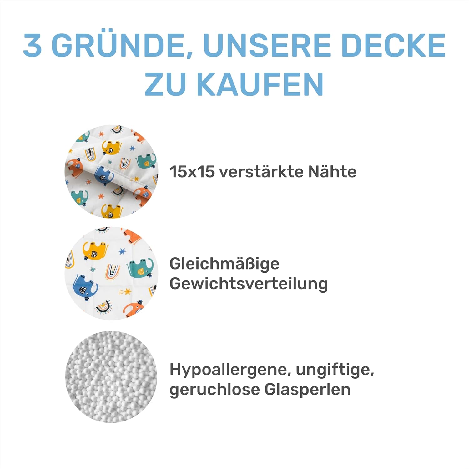 Dailydream Gewichtsdecke für Kinder, 90 x 120 cm, 2,5 kg, Weltraum-Motiv, 100 % Baumwolle mit Glasperlenfüllung, schwere Decke zum Schlafen, Gewichtsdecke, Therapiedecke, Körpergewicht 20–35 kg – Bild 3