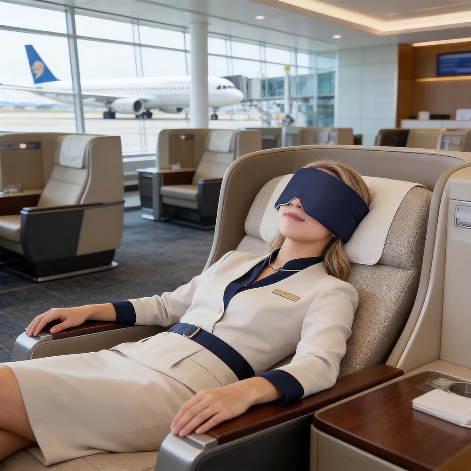 Beschwerte Augenklappe, gewichtetes Stirnband gegen Licht | doppelseitige Schlafmaske mit Perlen und Baumwollbesatz – für Zuhause, Reisen, Flugzeug, Entspannung und – Bild 2