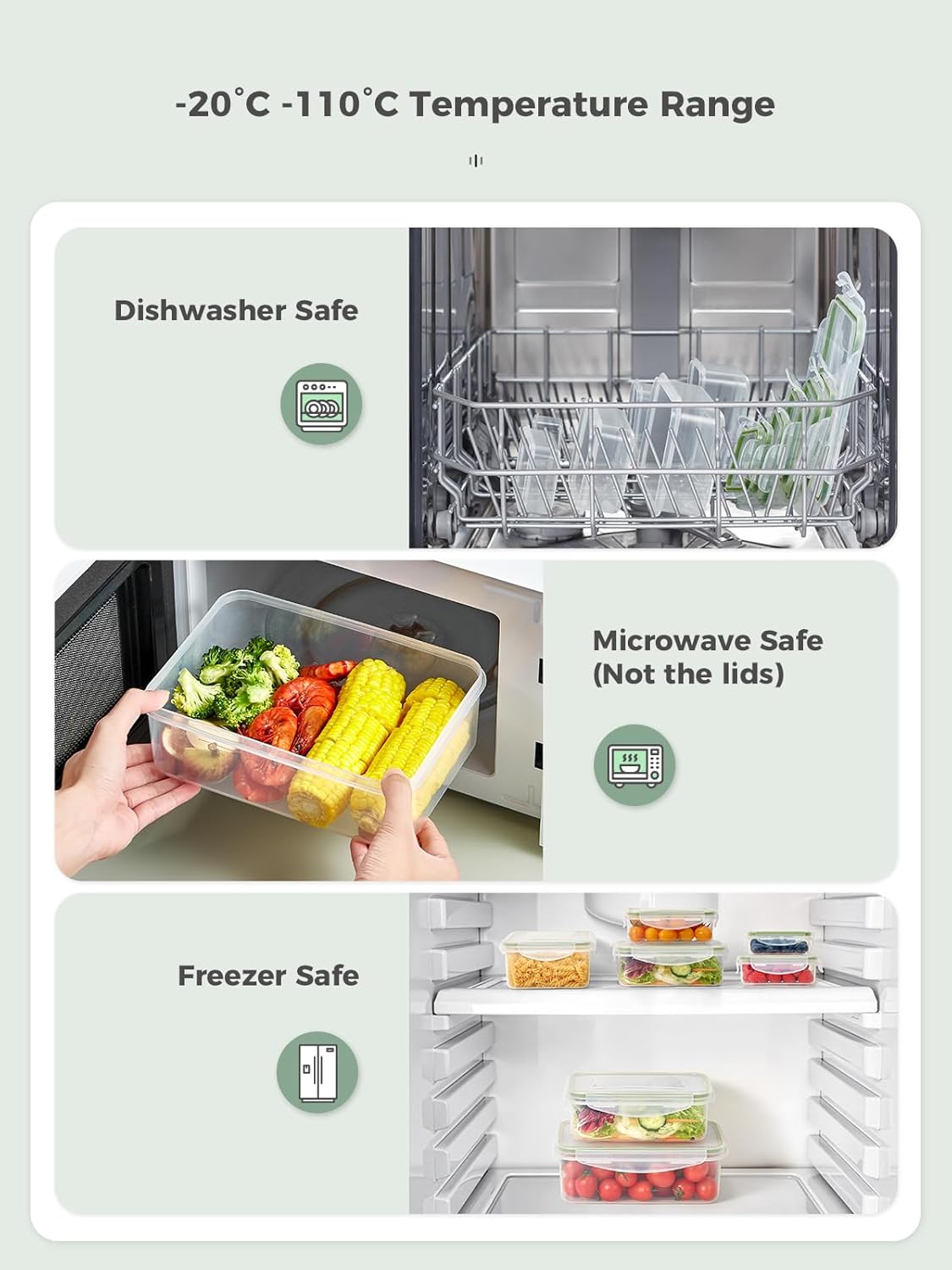 Yabano Frischhaltedosen mit Deckel, Frischhaltedosen-Set, 7-teiliges Frischhaltedosen-Set – auslaufsichere BPA-freie Meal-Prep-Aufbewahrungsboxen für die Küche, mikrowellen- und spülmaschinenfest – Bild 6