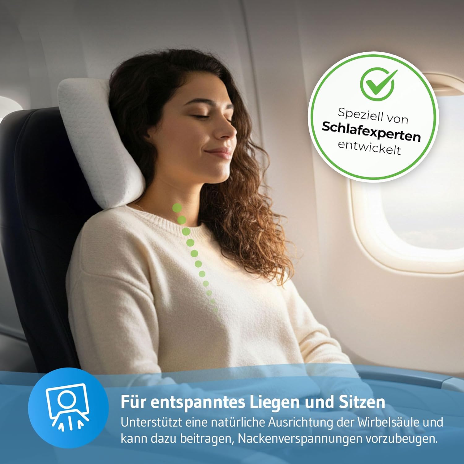 Third of Life Reisekissen aus Memory Foam, kleines Kissen für Flugzeug, Auto, Camping, ergonomisches Nackenkissen, Legar mit Tasche, Reisekissen für Allergiker geeignet, Reisekissen 25 x 30 x – Bild 5