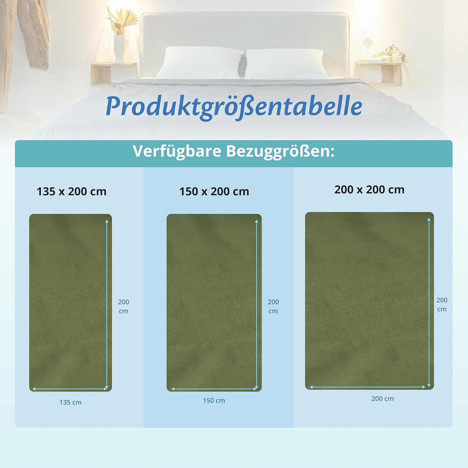Ella Bettbezug 135 x 200 cm für Gewichtsdecke – aus 100 % Baumwolle – geeignet für 7 kg und 9 kg Gewichtsdecken – Olivgrün – Bild 8
