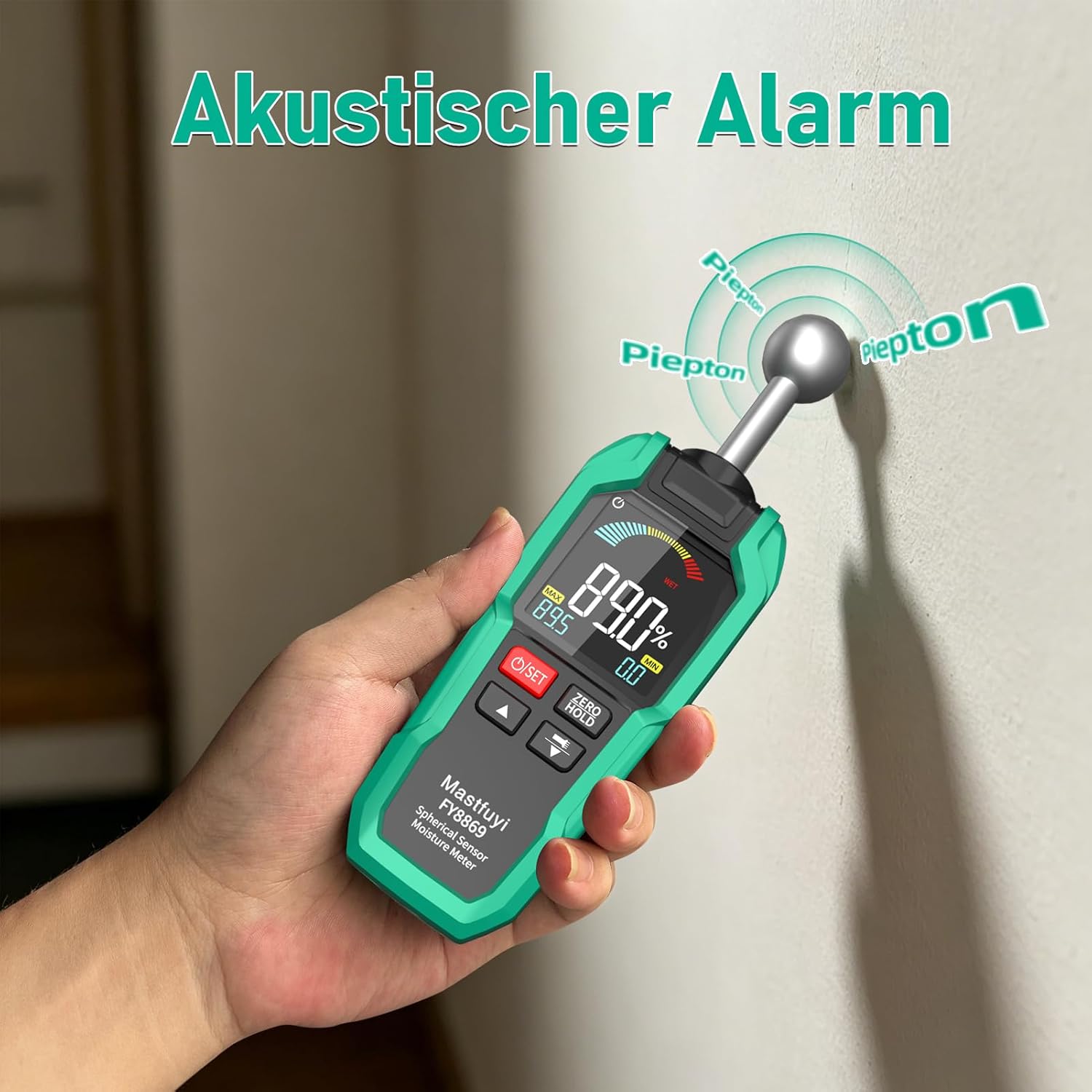 Feuchtigkeitsmesser, zerstörungsfreie Messung, Feuchtigkeitsmesser mit Farb-LCD und akustischem Alarm für Holz, Wand, Decke, Boden, Wohnmobil – Bild 2
