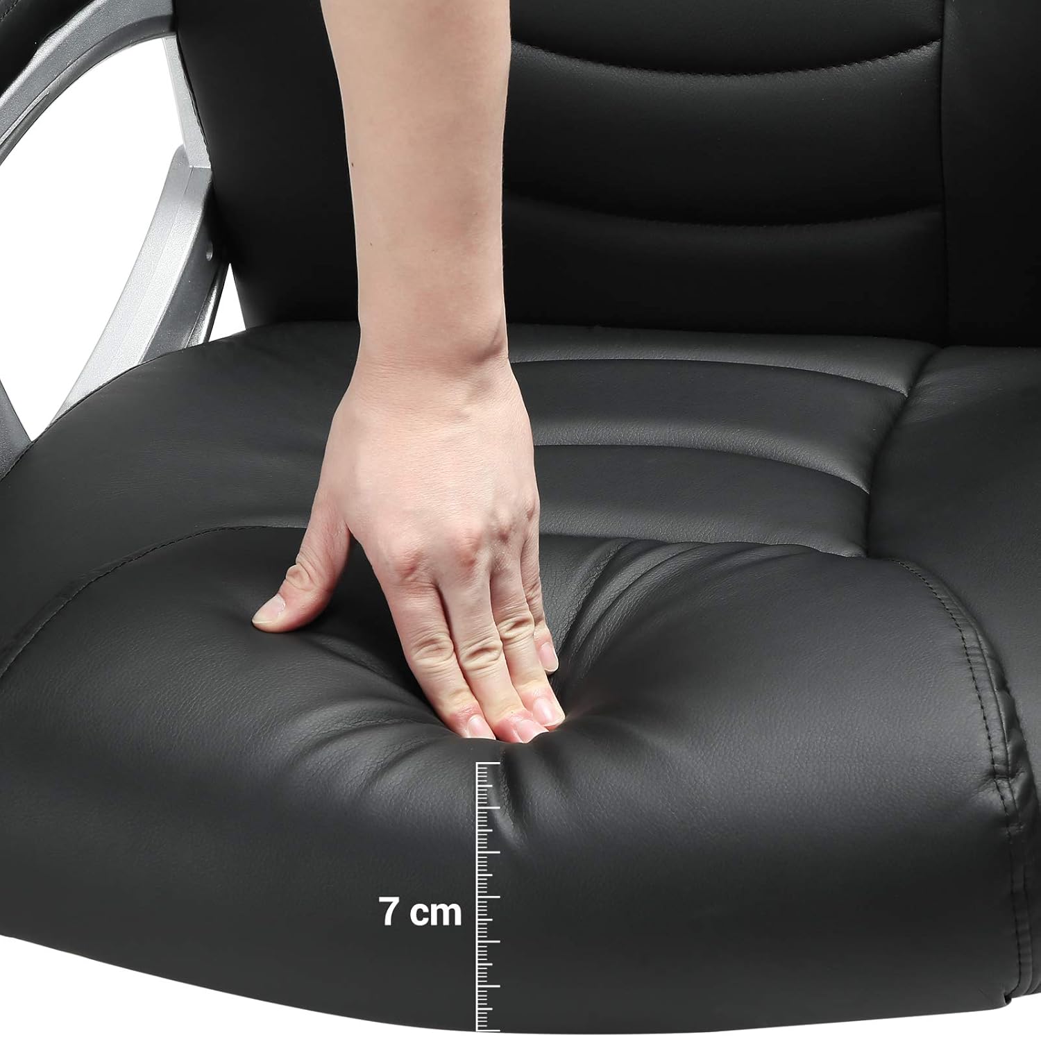 SONGMICS Ergonomischer Bürostuhl, höhenverstellbarer Drehstuhl, robust, stabil und langlebig, Schwarz, OBG21B, 52 x 53 x 122 cm – Bild 7