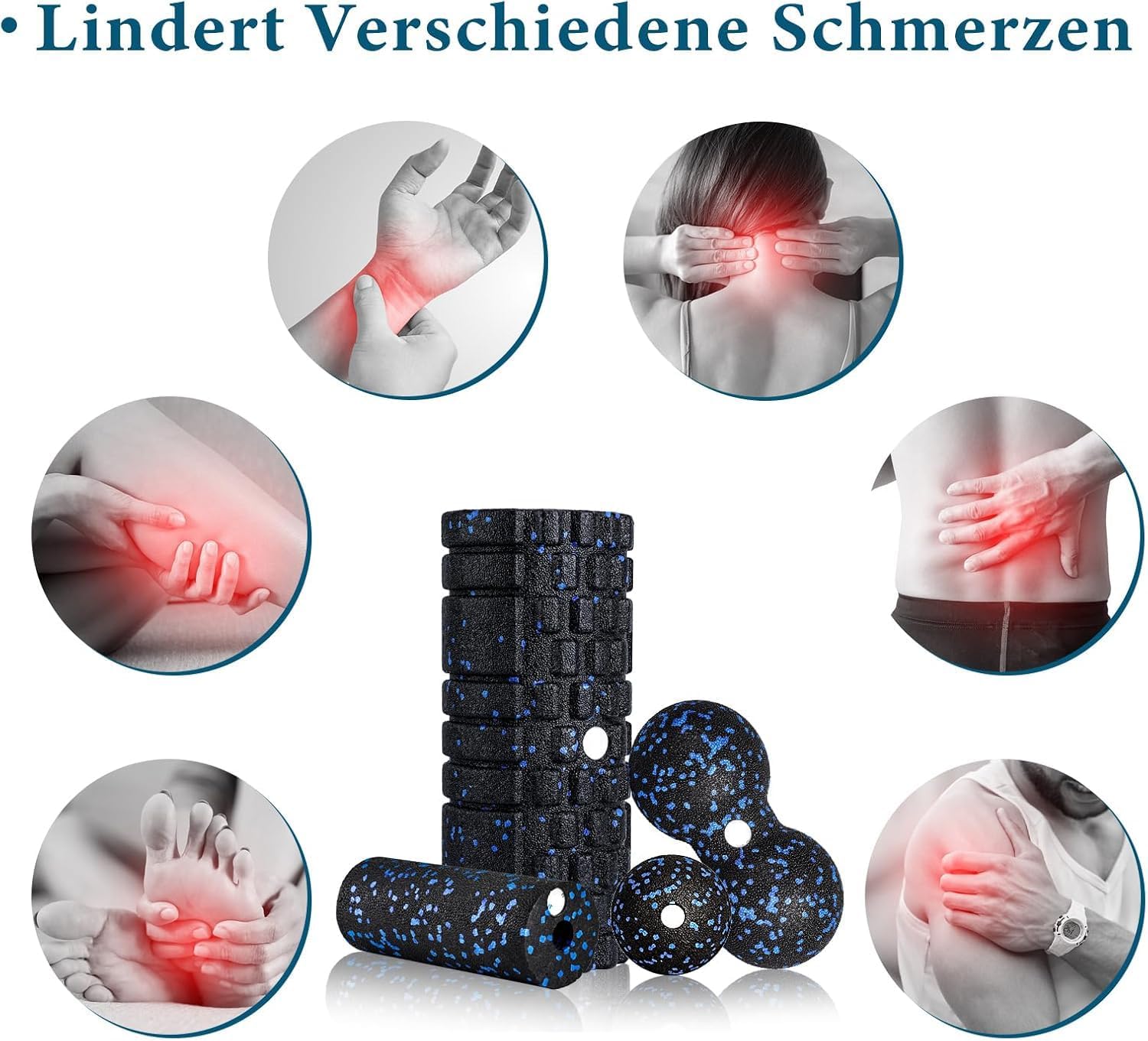 3D-Faszienrollen-Set, Schaumstoffrolle, Faszien-Set mit Faszienball, Mini-Faszienrolle klein und Duoball für Yoga, Faszientraining der Muskeln – Bild 4