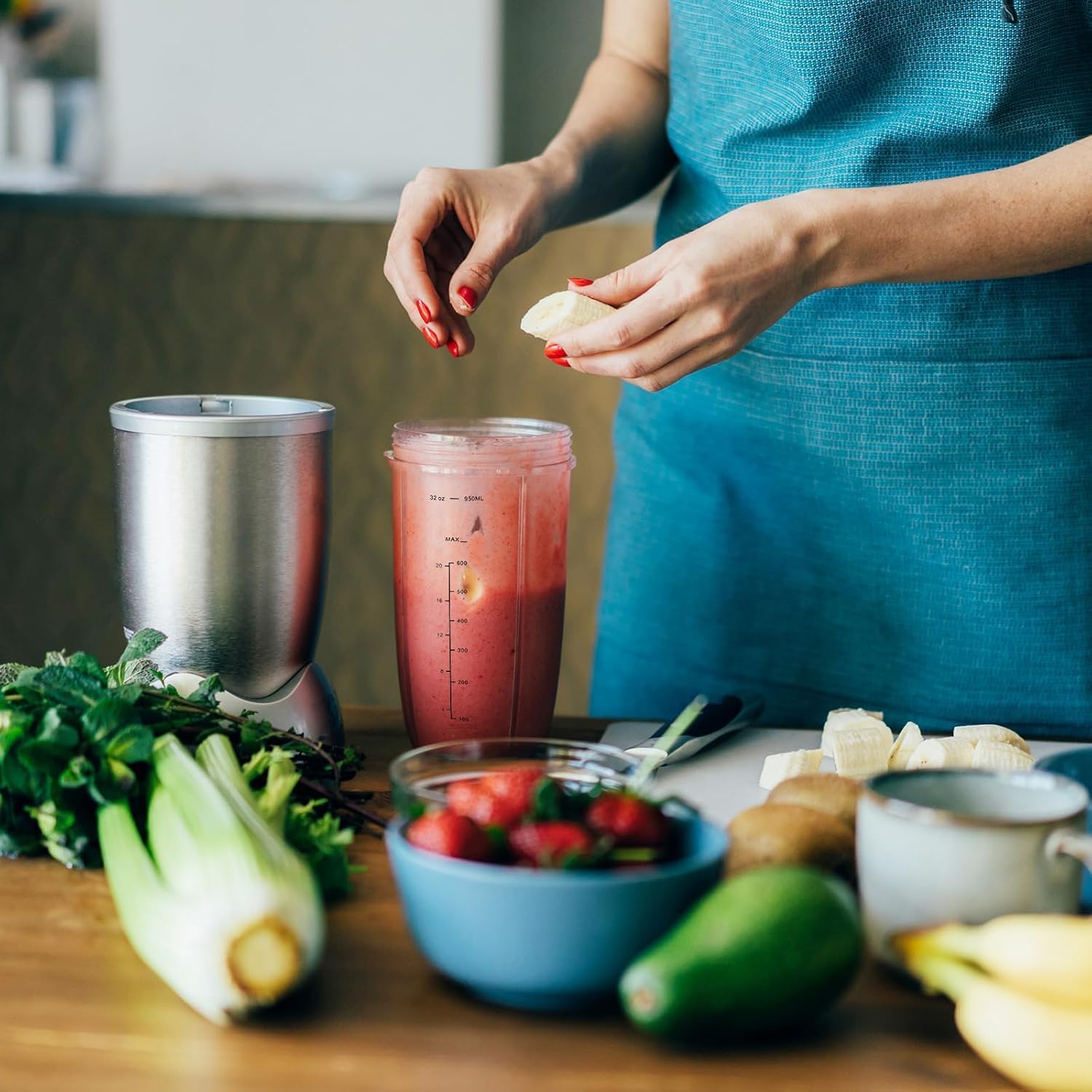 Mixer-Ersatzbecher 32oz für NutriBullet Pro 900W/600W Series Becher mit Flip Top to Go-Deckel (2er-Pack) – Bild 7