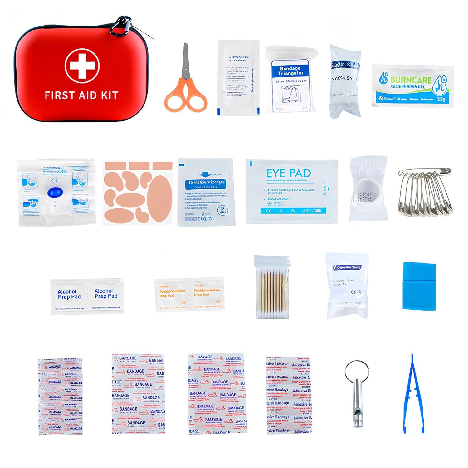 Carehabi Erste-Hilfe-Set Outdoor 2026, 114-teiliges Erste-Hilfe-Set, wasserdicht, Erste-Hilfe-Set, Notfallausrüstung für Wandern, Camping, Fahrrad, Reisen, Mini-Erste-Hilfe-Tasche – Bild 8