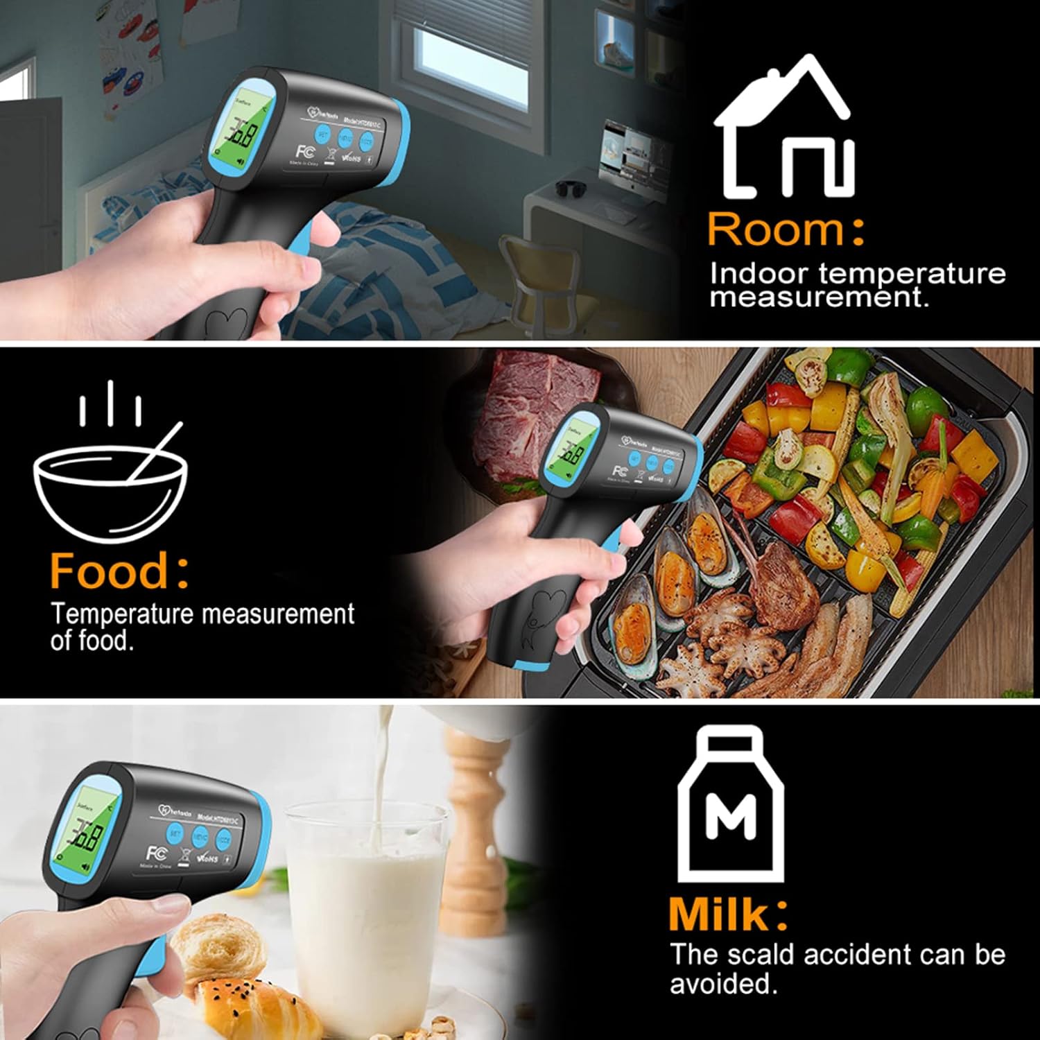 Fieberthermometer, kontaktloses Infrarot-Stirnthermometer für Babys und Erwachsene, digitales Fieberthermometer mit sofortigen und genauen Messwerten, Fieberalarm, 50-Speicherfunktion – Bild 9