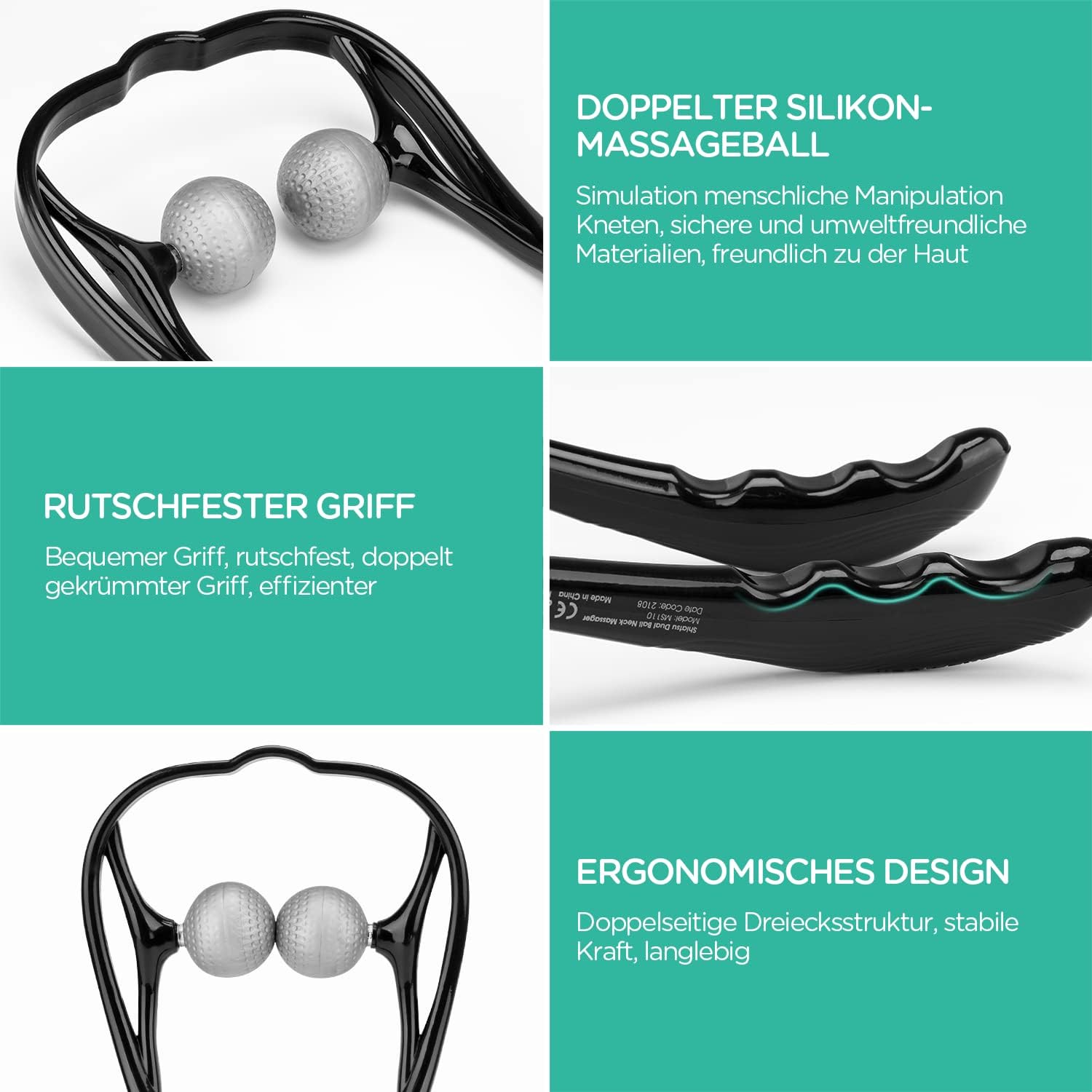 Voyor Nackenmassagegerät, manuelle Massage von Triggerpunkten und Faszien im Nacken, Selbst-Nackenmassagegerät mit Massageball zur Linderung von Muskelschmerzen, leicht, tragbar, MS110 Faszien – Bild 5