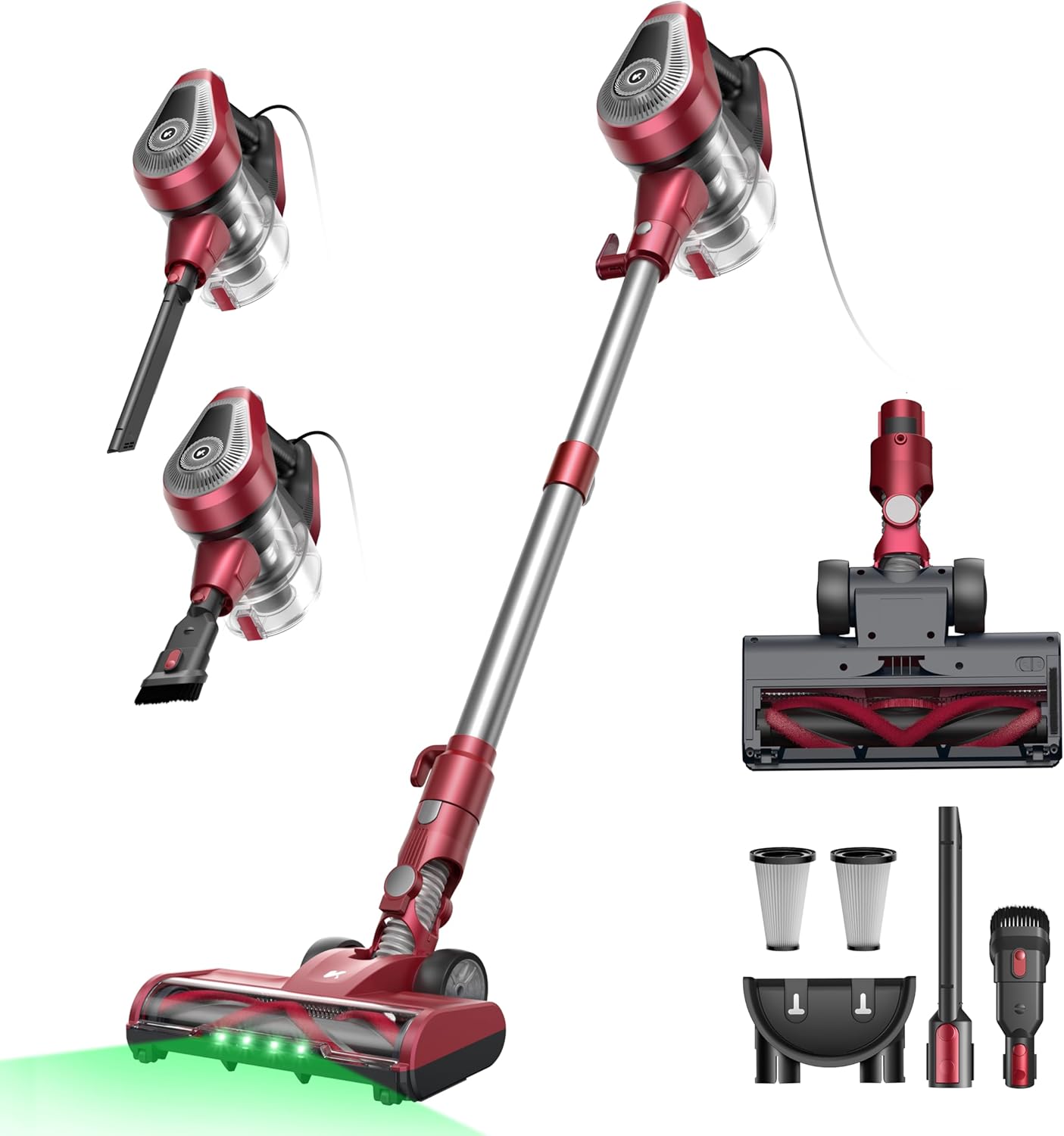 Vexilar C8 Staubsauger mit Kabel – 600 W/60 kPa Handstaubsauger mit 7 m Kabellänge, verwirrungsfreie elektrische Upgrade-Bodenbürste, 1,5 l beutelloser Behälter für Hartböden, Teppiche, Tierhaare