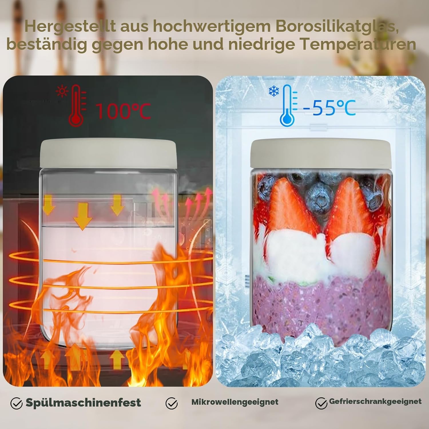 2 Stück 600-ml-Meal-Prep-Gläser, ideal für Meal-Prep und Overnight-Oats-Gläser. Praktische Meal-Prep-Boxen zum Aufbewahren, Marinieren und Vorbereiten von Mahlzeiten. Mehrzweck-Einmachglas – Bild 3
