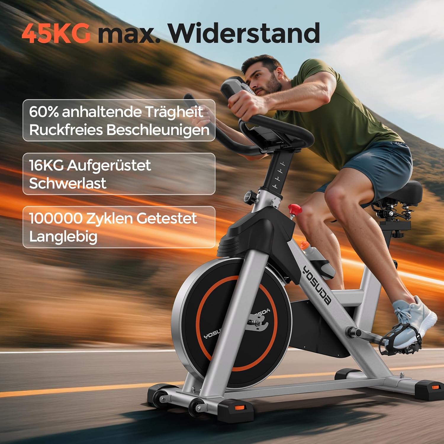 【2026 Aktualisiert】YOSUDA Heimtrainer Fahrrad, Leises Hometrainer Fahrrad mit einstellbarem magnetischem Widerstand, LED-Monitor, Tablet-Halter, Spining Bike Inndoor für Kardiotraining zu Hause