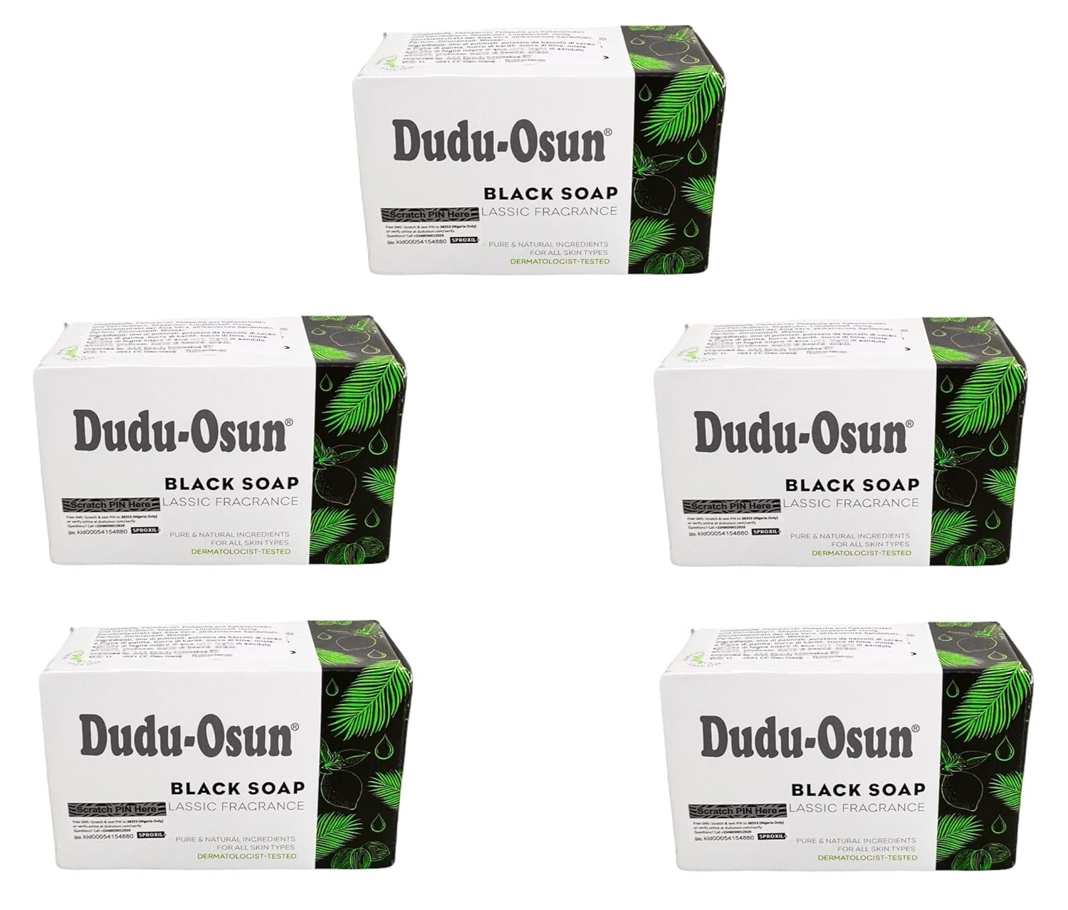 Dudu Osun – Schwarze Seife aus Afrika. Original schwarze Seife, 5 x 150 g, 5er Pack
