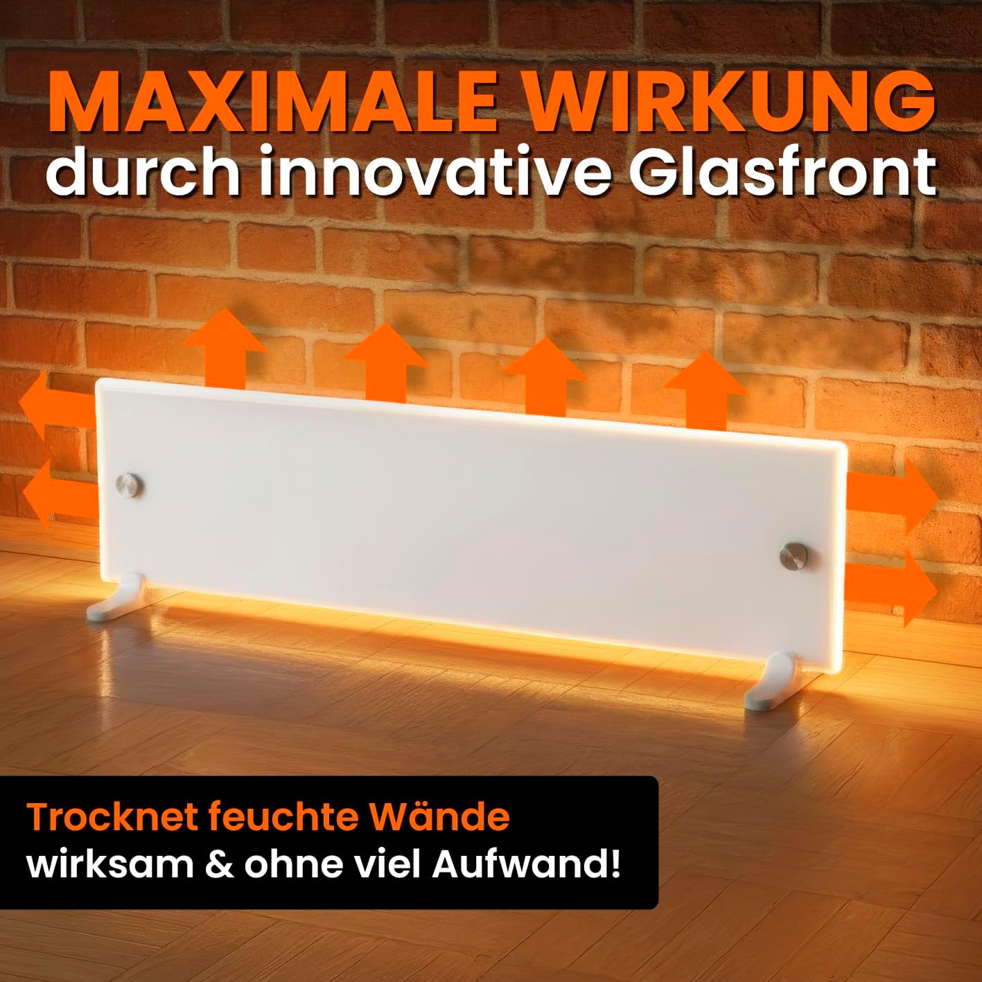 Tonis SCHIMMELSCHOCK Anti-Schimmel-Heizung mit Glasscheibe zur Schimmelbekämpfung | Wandheizung trocknet kalte, feuchte Wände und behebt die Ursache von Schimmel | Innovatives Glasdesign – Bild 2