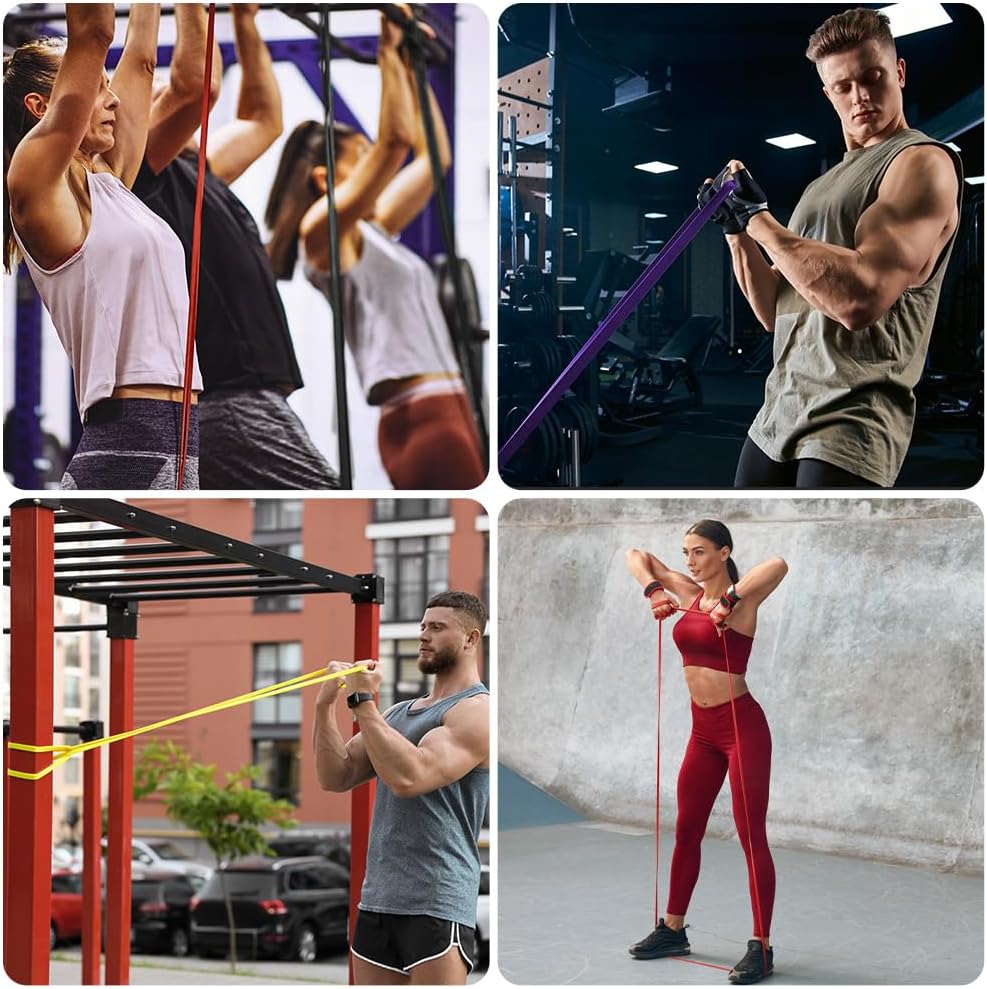 flintronic Widerstandsbänder Set, Widerstandsbänder in verschiedenen Stärken, Fitnessband, Gymnastikband zum Muskelaufbau, Fitnessbänder für Klimmzugtraining, Krafttraining, Yoga – Bild 7