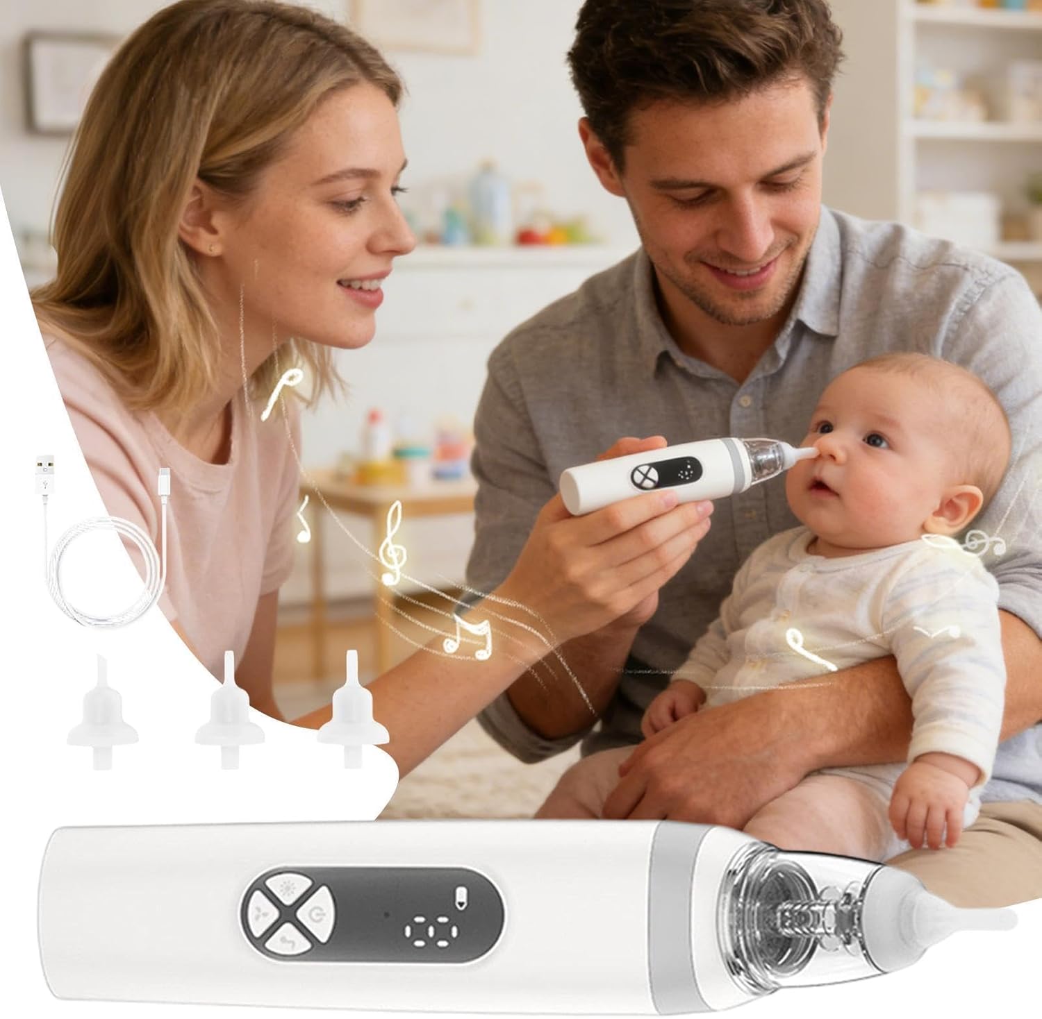 Nasensauger, waschbar, leise und ergonomisch mit 3 Saugstufen | Nasensauger zur Entfernung von Schleim – für Familie Eltern Freunde – Bild 3