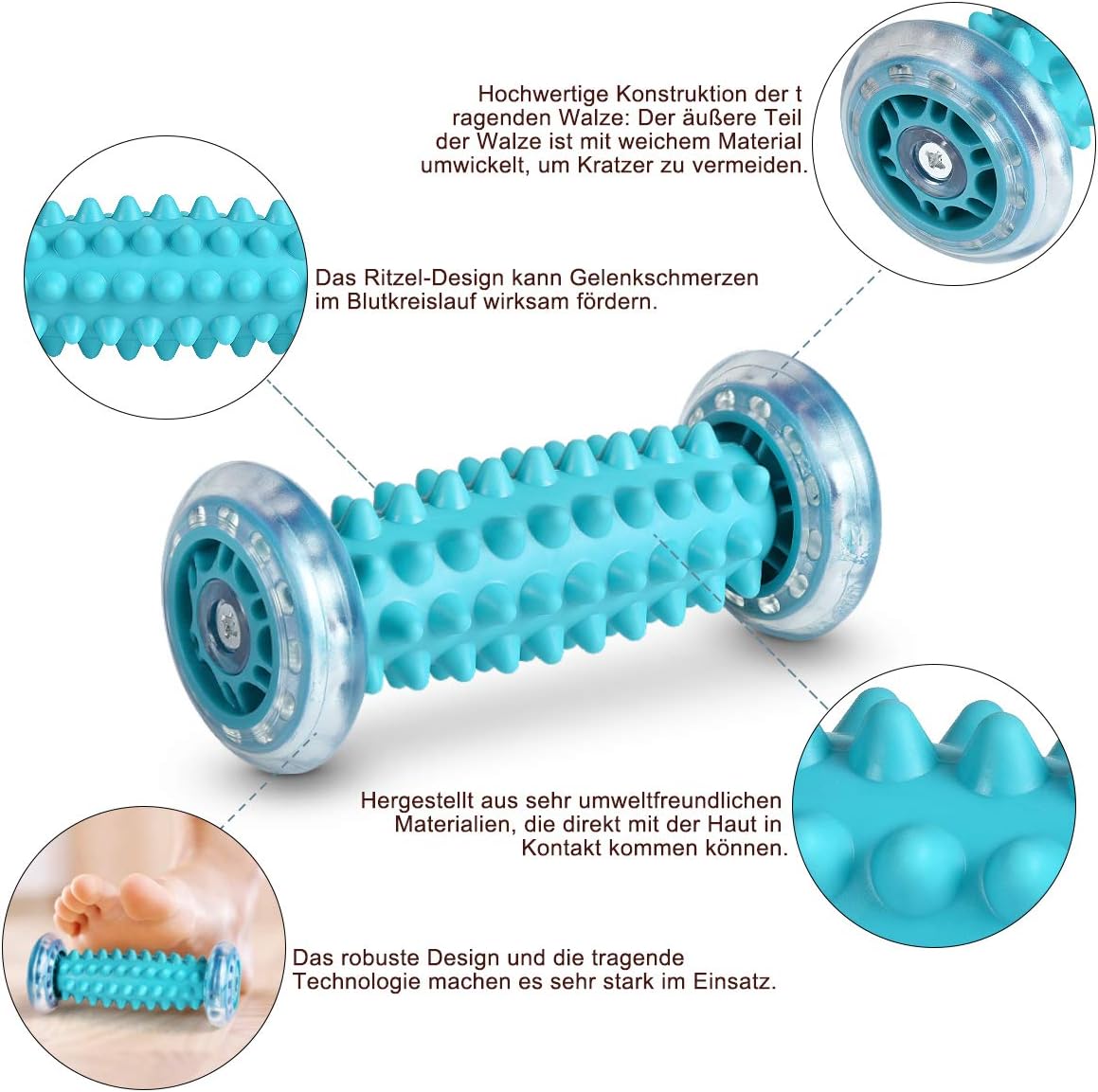 BOENFU Igelball Fußmassageball 3er Set Fußmassageroller Faszienball für Füße, Innovativer Fußmassageroller Fußigelball zur Linderung von Muskelkater – Bild 3