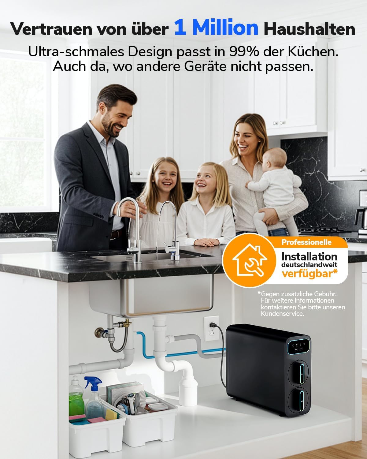 Ecoviva E6 600 GPD Osmoseanlage Trinkwasser, Untertisch-Umkehrosmoseanlage, 9-stufige Filterung RO-Osmose-Wasserfilter, reduziert TDS, 2,5:1 Sparverhältnis, ohne Tank, Schwarz – Bild 3