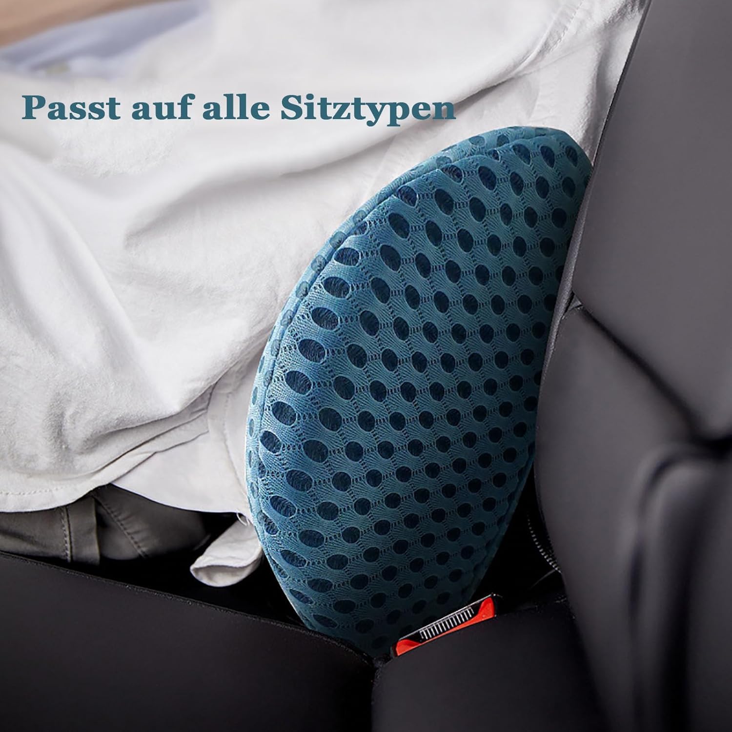Lendenkissen Memory Foam Lendenkissen: Rückenstützkissen Ergonomisches Druckentlastungs-Rückenkissen Rückenpolster für Bett Stuhl Auto Bürostuhl (Blau) – Bild 2