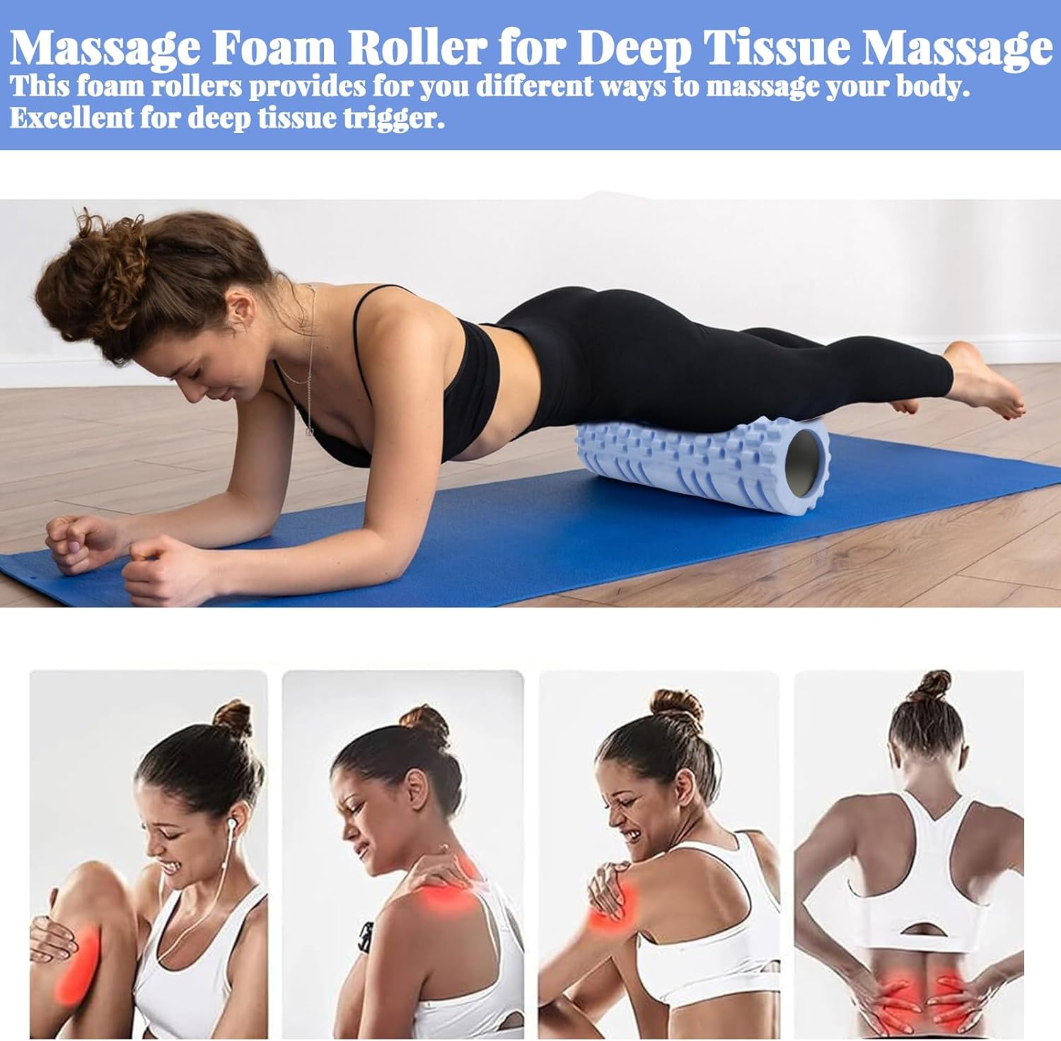 trabag Facia Roller Rücken Wirbelsäule, Blackroll Massageroller für Rücken, Wirbelsäule, Beine, Faszienrolle für Fitness, Fitnessstudio (blau) – Linderung von Rückenschmerzen – Bild 7