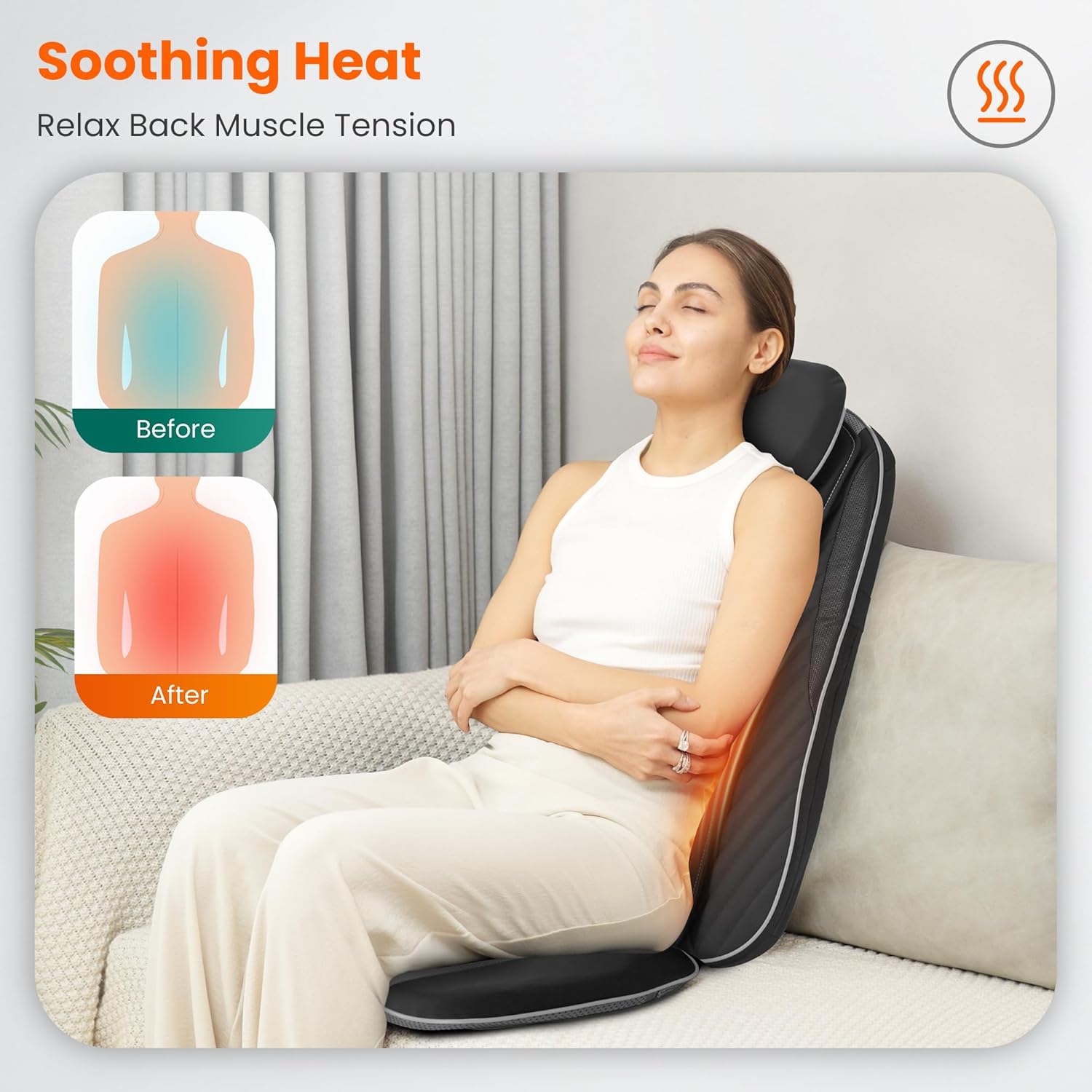 Snailax Shiatsu-Massagesitzbezug mit Wärme- und Vibrationsfunktion, Massagekissen für Nacken und Schulter, Rückenmassagegerät, Geschenke für Männer und Frauen – Bild 4