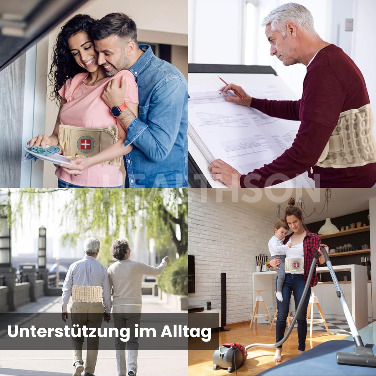 Lumbara-Rückengürtel – atmungsaktiver Gürtel gegen Rückenschmerzen, Lendenwirbelstütze, Linderung von Bandscheibenvorfall und Ischias, Alltags-Rückenbandage, das Original – Bild 4